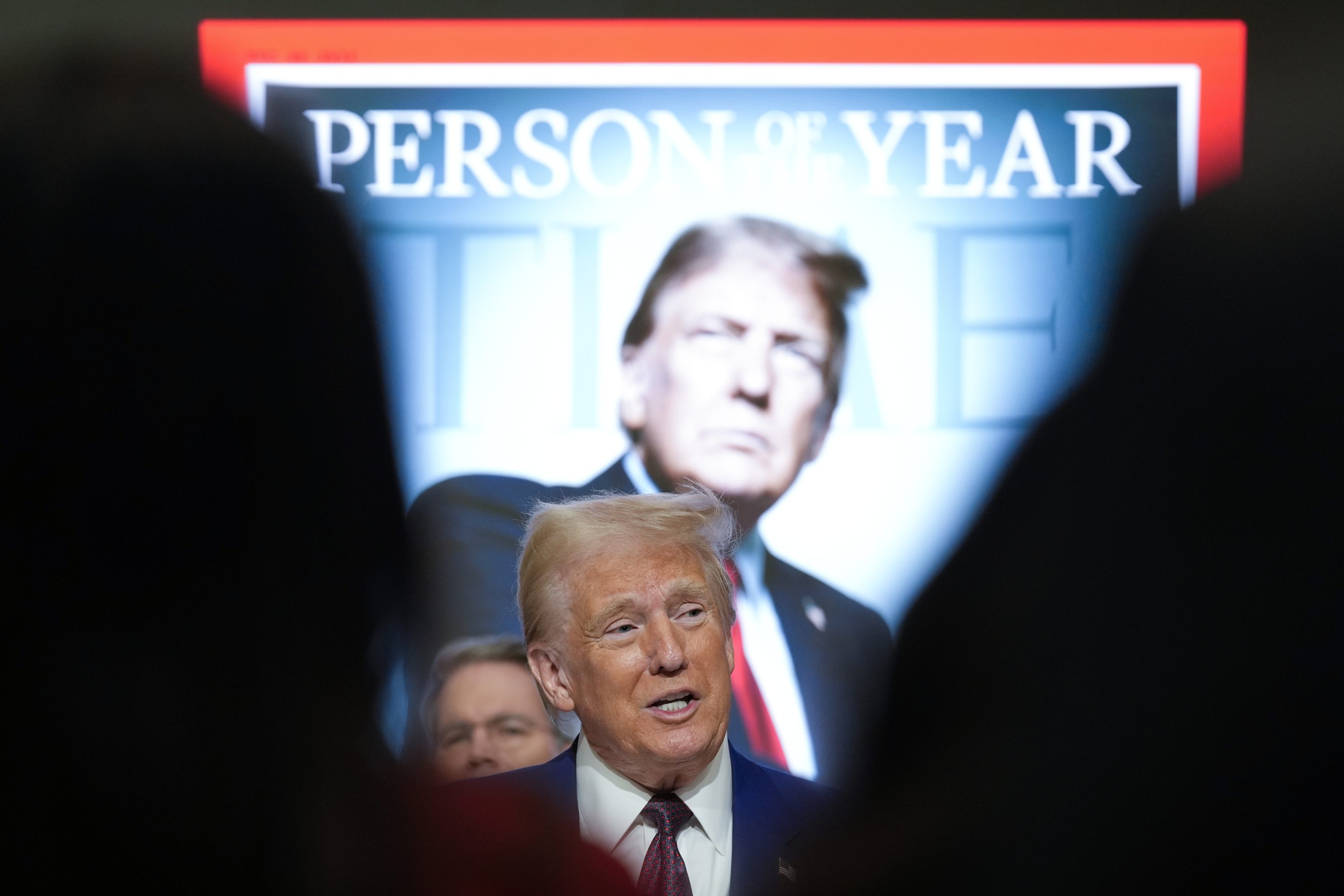 President-elect Donald Trump speaks during a Time magazine Person of the Year event at the New York Stock Exchange on Thursday.