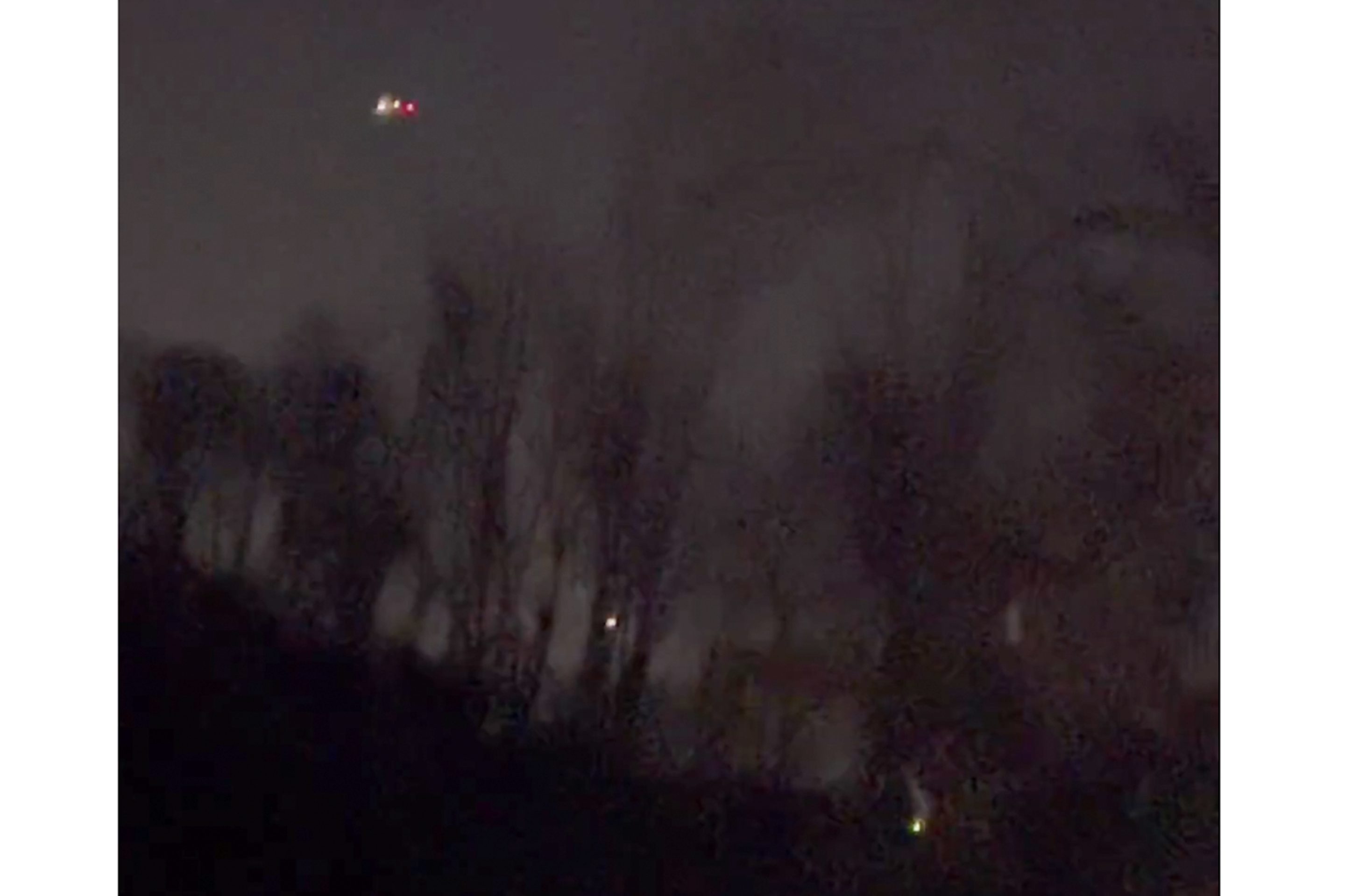 In this image taken from video provided by MartyA45_, several drones appear to be flying over Randolph, N.J., on Wednesday, Dec. 4, 2024.