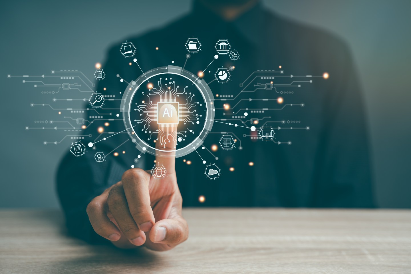 photo illustration of man using AI