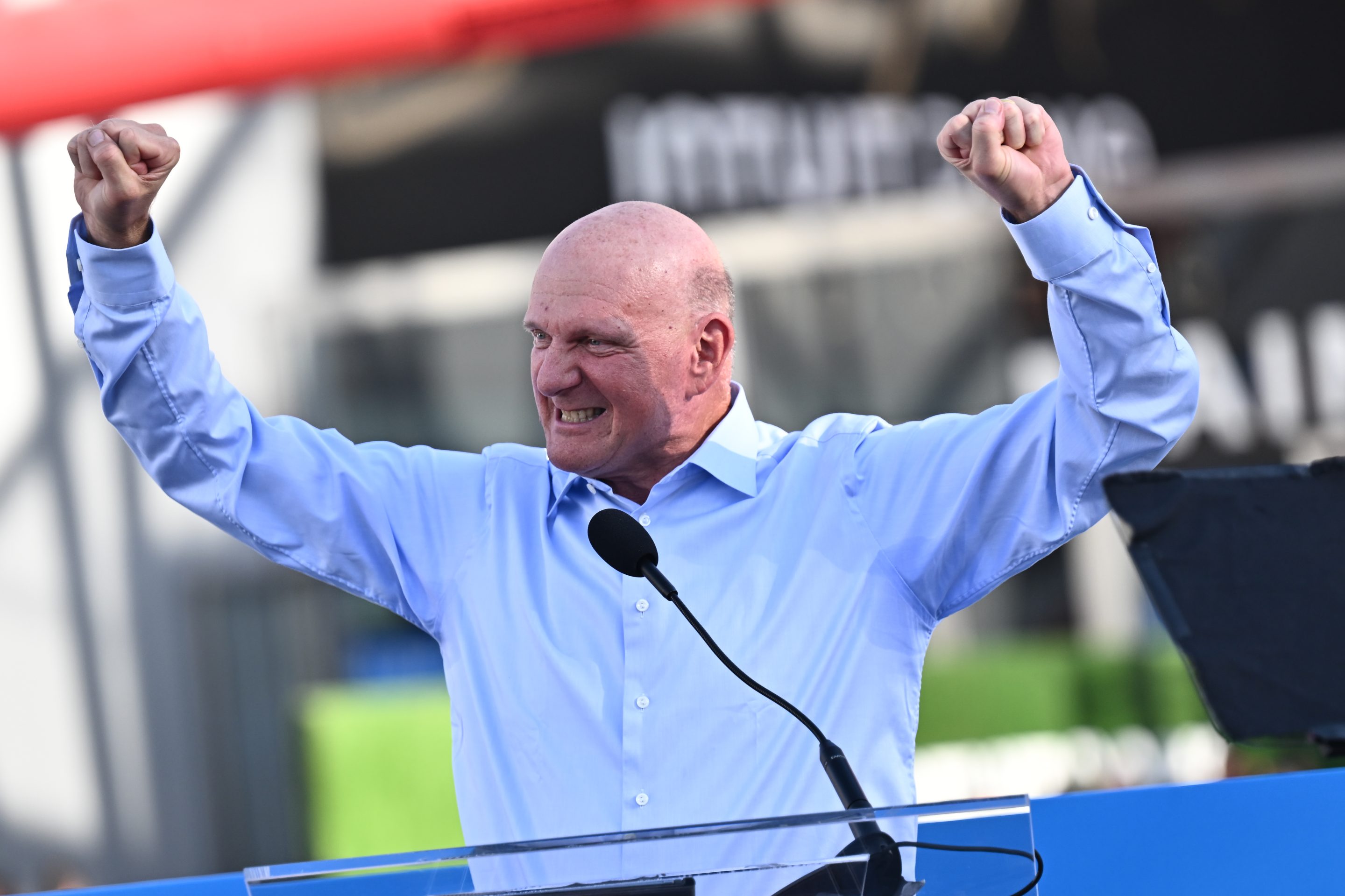 Steve Ballmer at the Intuit Dome's opening night event in Inglewood, Calif., on Aug. 15.