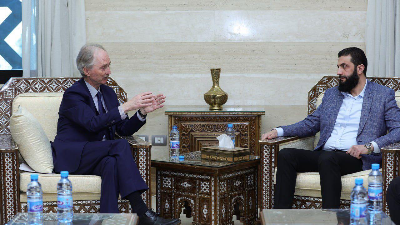 The UN Special Envoy for Syria Geir O. Pedersen meets Hayat Tahrir al-Sham (HTS) leader Abu Mohammad al-Jolani in Damascus, Syria on Dec. 15, 2024.