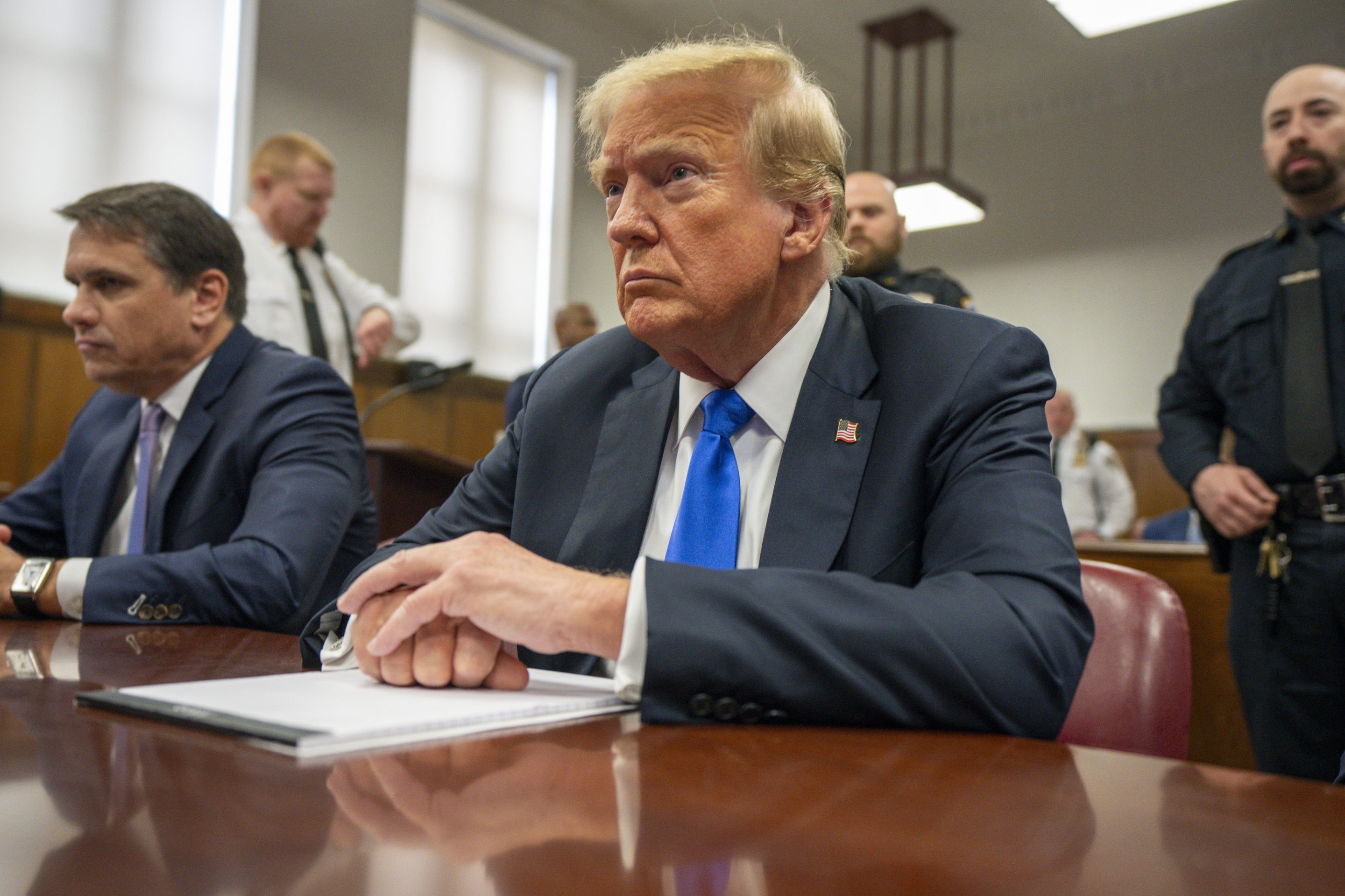 Former President Donald Trump appears at Manhattan criminal court during jury deliberations in his criminal hush money trial in New York, May 30, 2024.