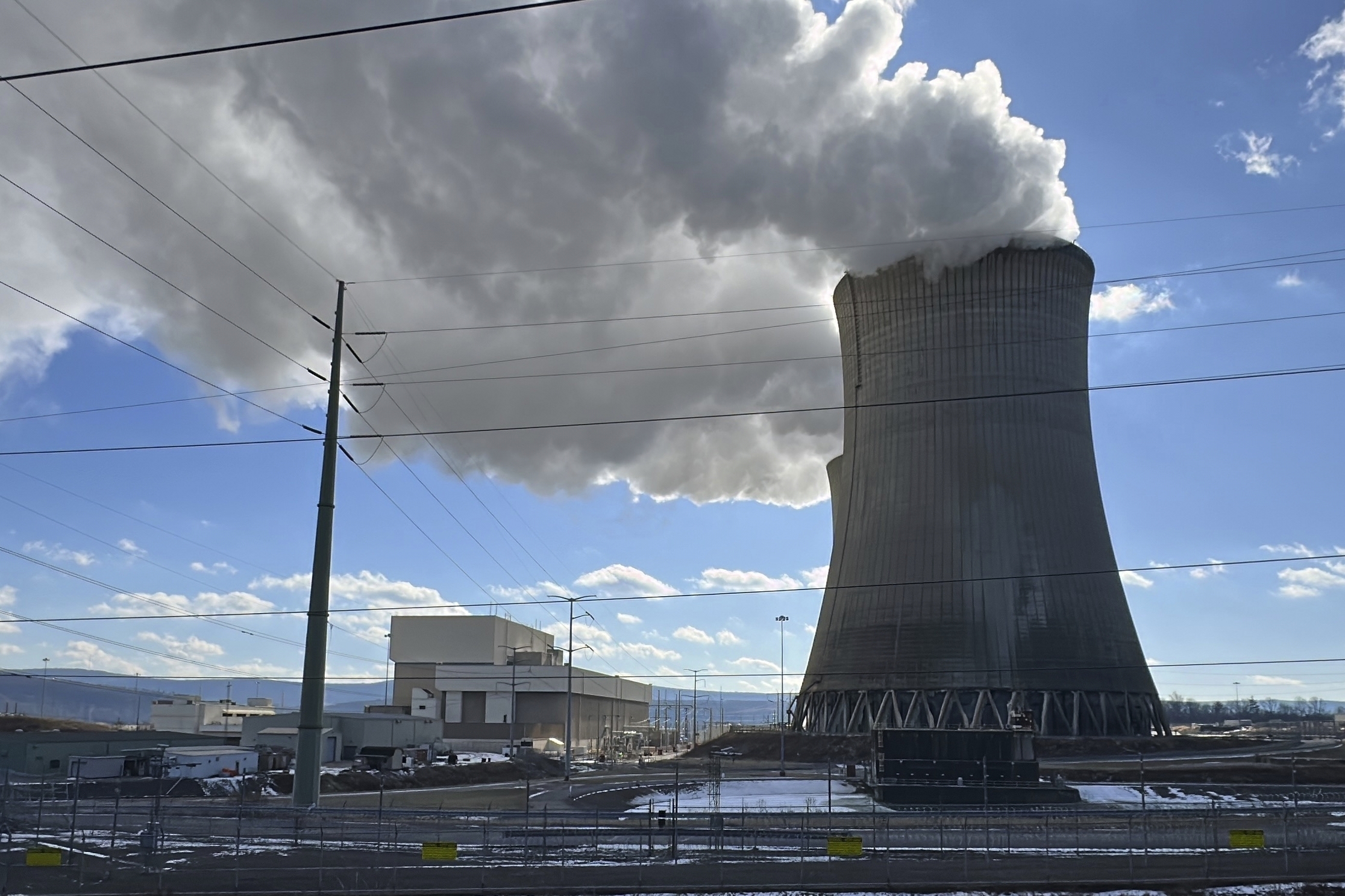 A nuclear power plant blows off some steam