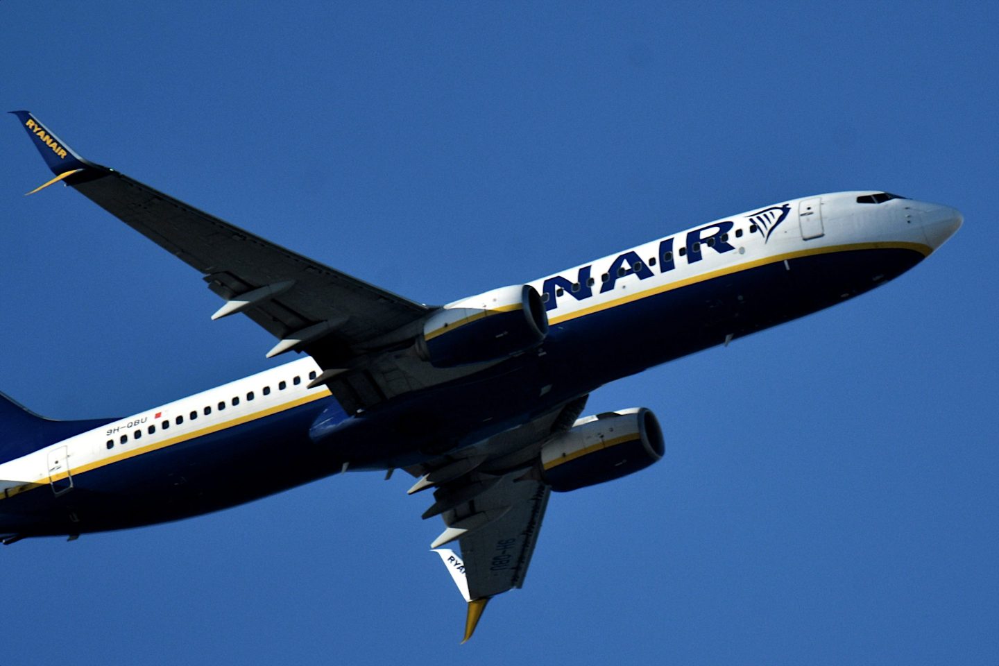 A Ryanair plane in the air