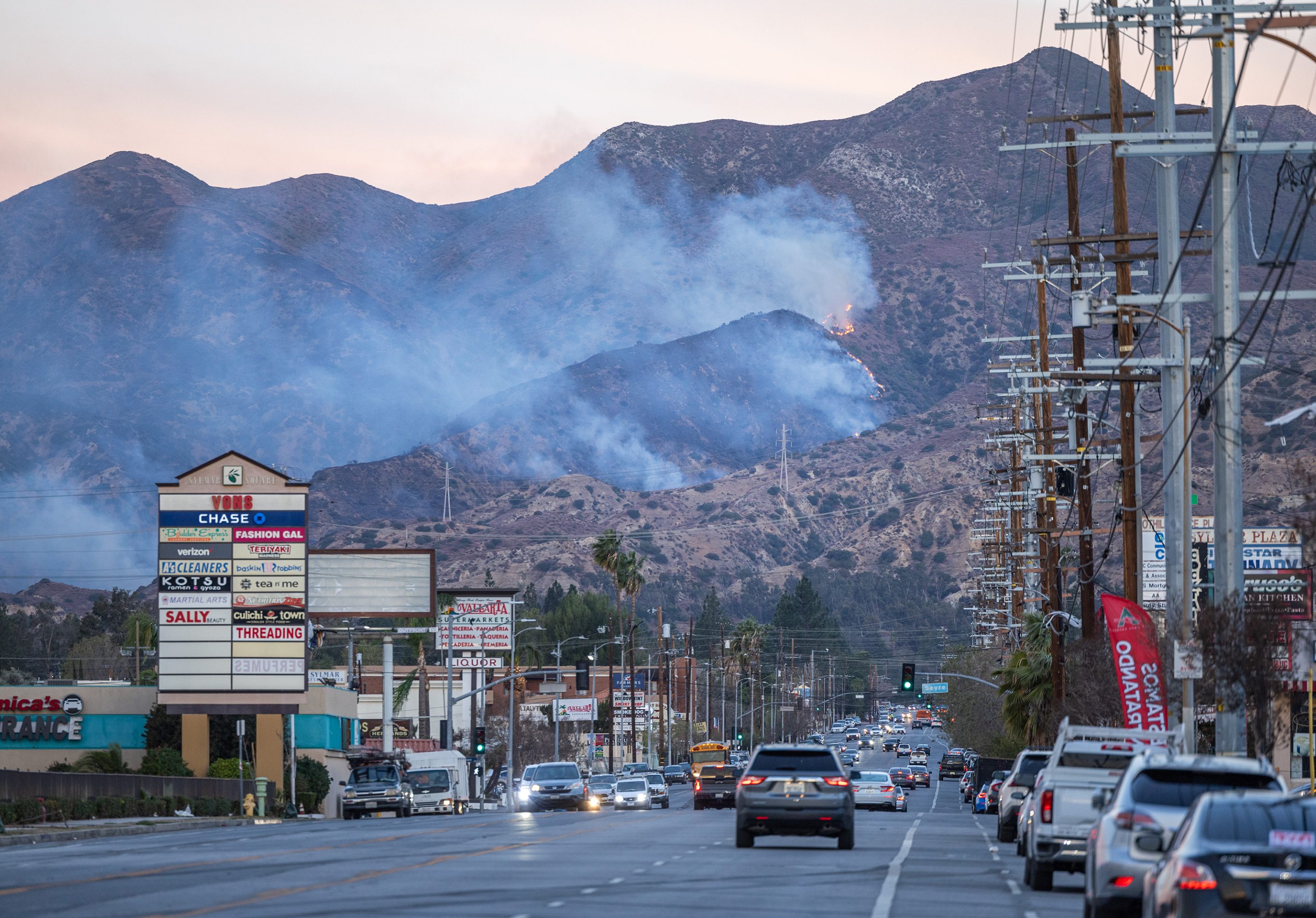 The Hurst fire burns in the hills above Sylmar, CA on Wednesday.