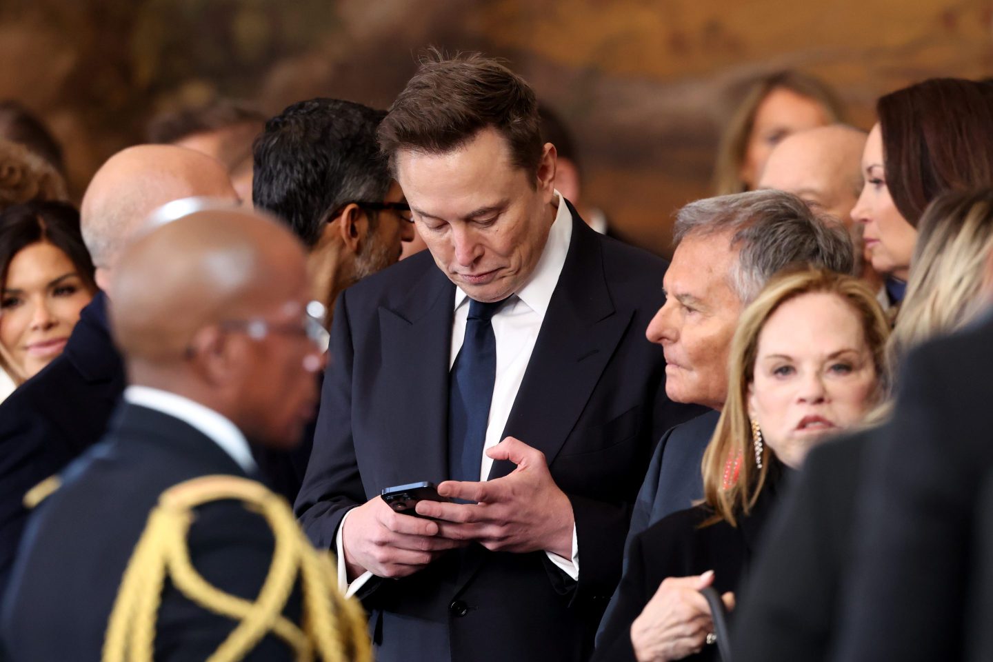 Tesla CEO and X owner Elon Musk attends the inauguration of Donald J. Trump in the U.S. Capitol Rotunda on January 20, 2025 in Washington, DC.
