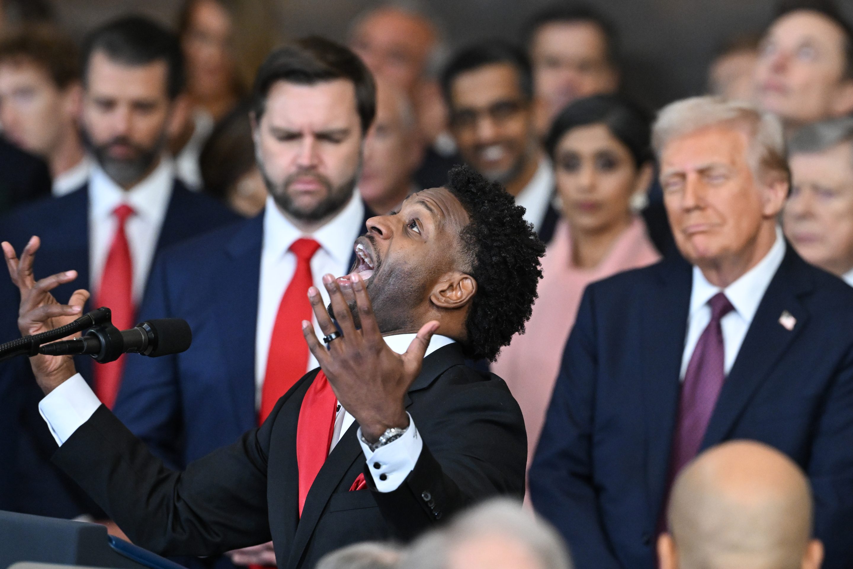 Reverend Lorenzo Sewell delivers his benediction at Donald Trump's second inauguration.