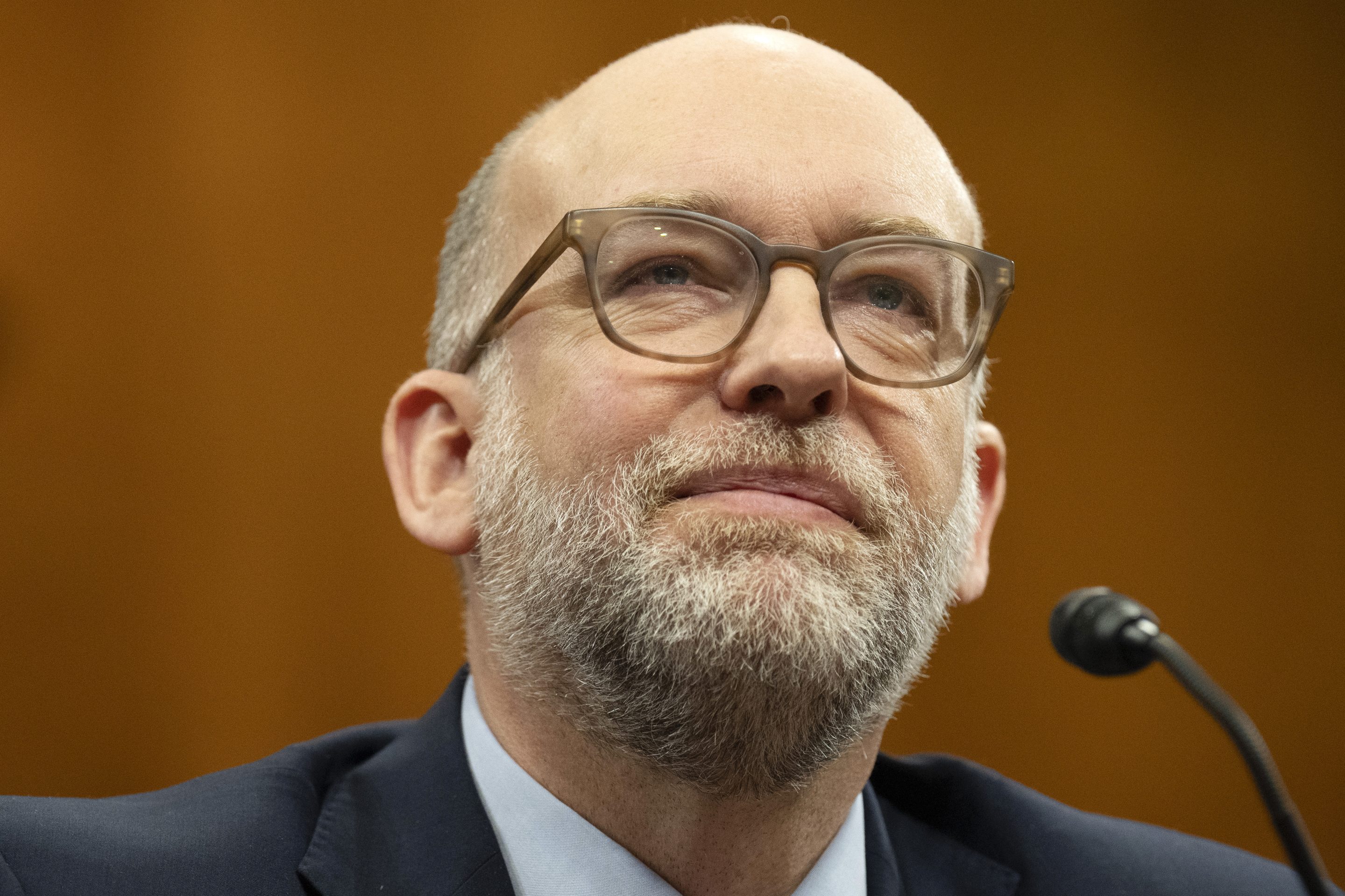 Russell Vought, President Donald Trump's choice for Director of the Office of Management and Budget, attends a Senate Budget Committee hearing on his nomination, on Capitol Hill in Washington, on Jan. 22, 2025. 