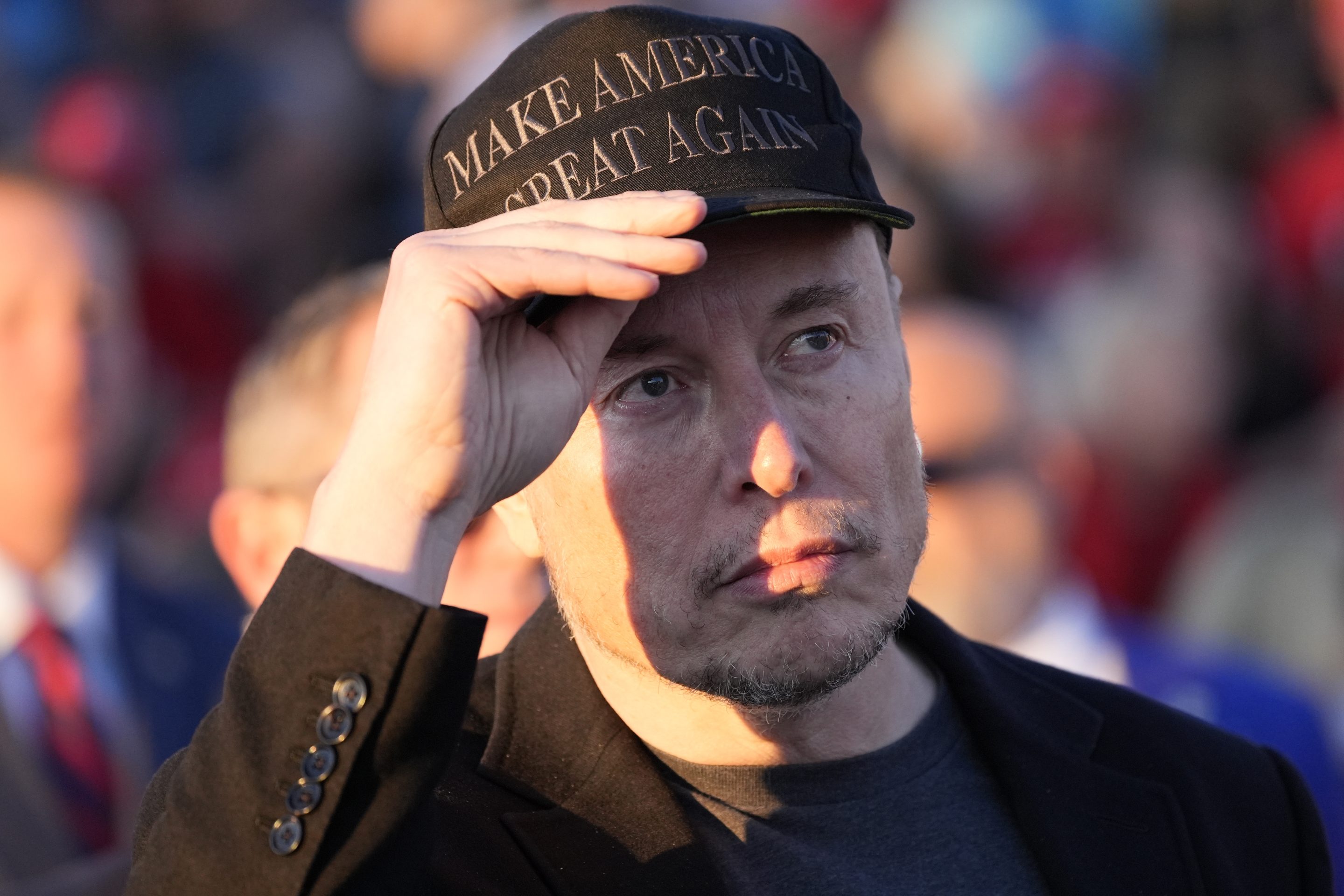 Elon Musk at a Trump campaign event on Oct. 5