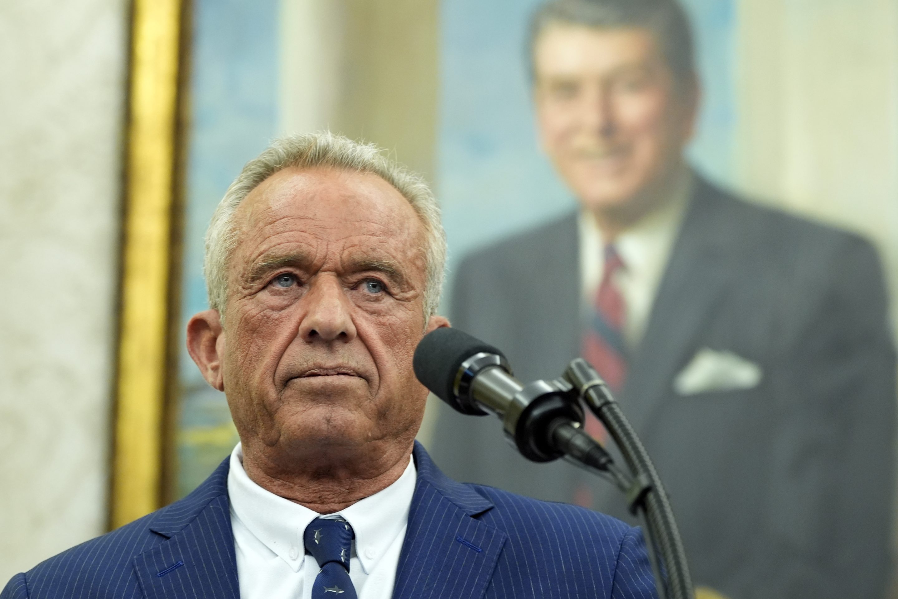 Robert F. Kennedy Jr., speaks after being sworn in as Health and Human Services Secretary in the Oval Office at the White House, on Feb. 13, 2025, in Washington.