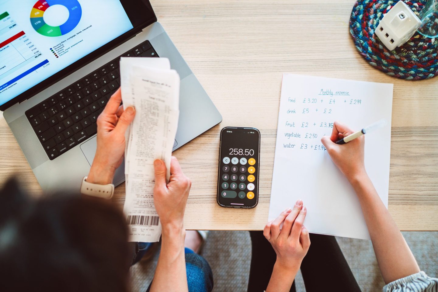 People work together on a budget.