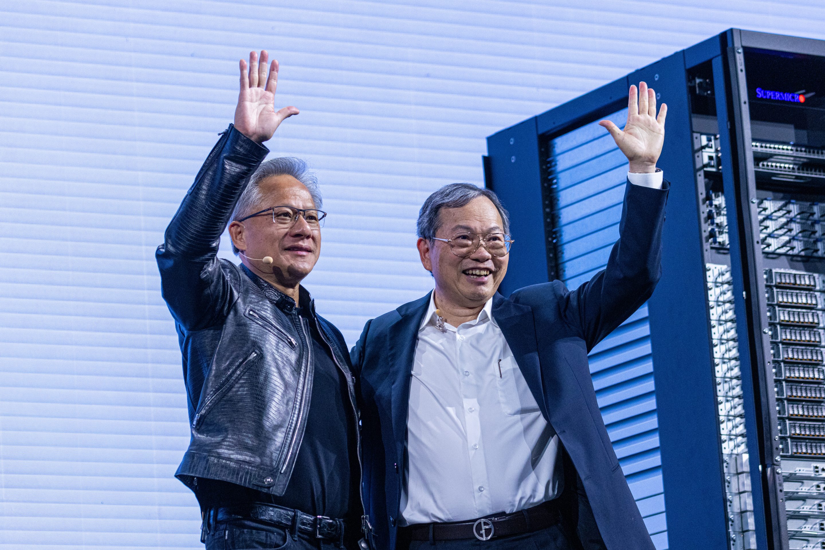 harles Liang, chief executive officer of Super Micro Computer Inc., right, and Jensen Huang, co-founder and chief executive officer of Nvidia Corp., during the Computex conference in Taipei, Taiwan, on Wednesday, June 5, 2024