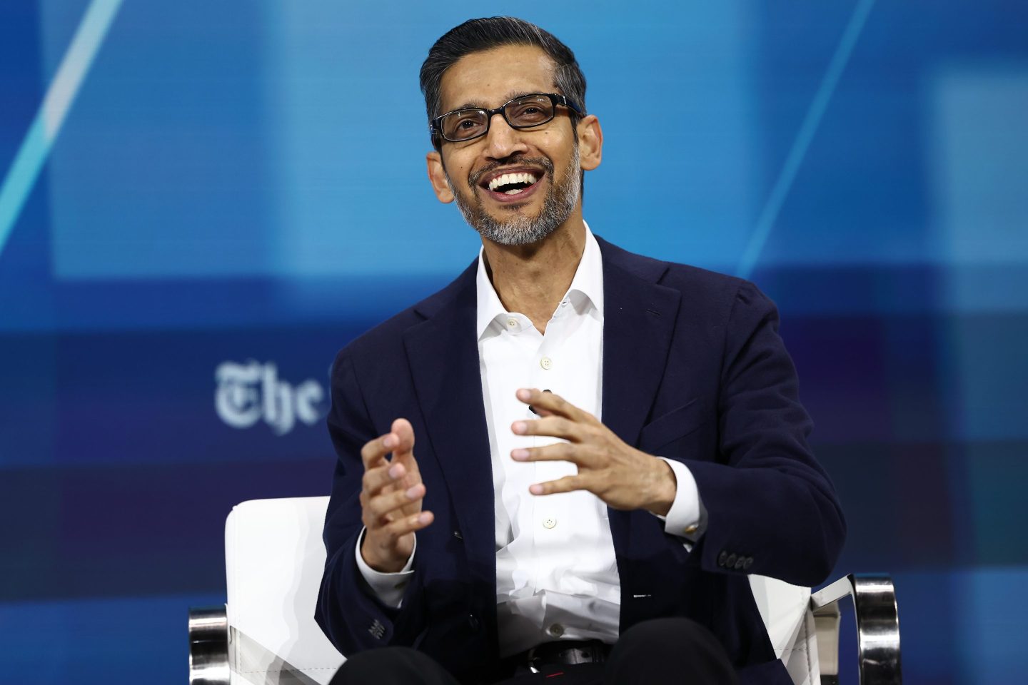 Sundar Pichai on stage at DealBook Summit