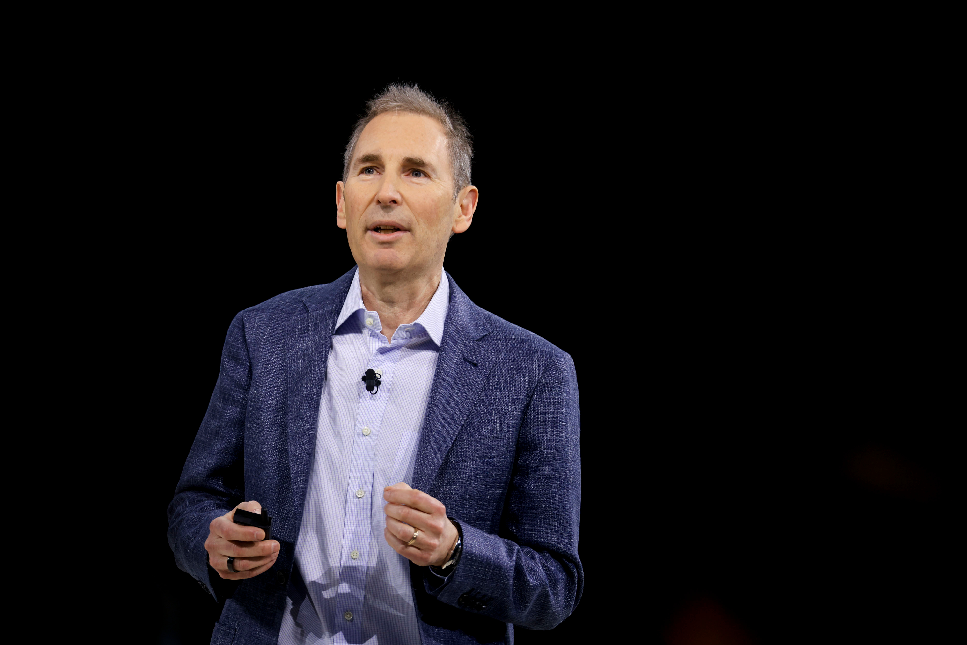Andy Jassy, Amazon CEO, speaks during the Alexa+ unveiling event.