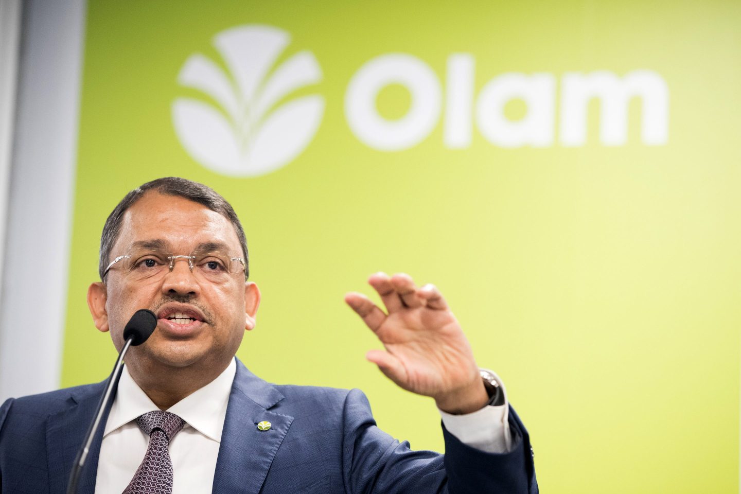 Sunny Verghese, cofounder and CEO of Olam, at a news conference in Singapore in August 2017.