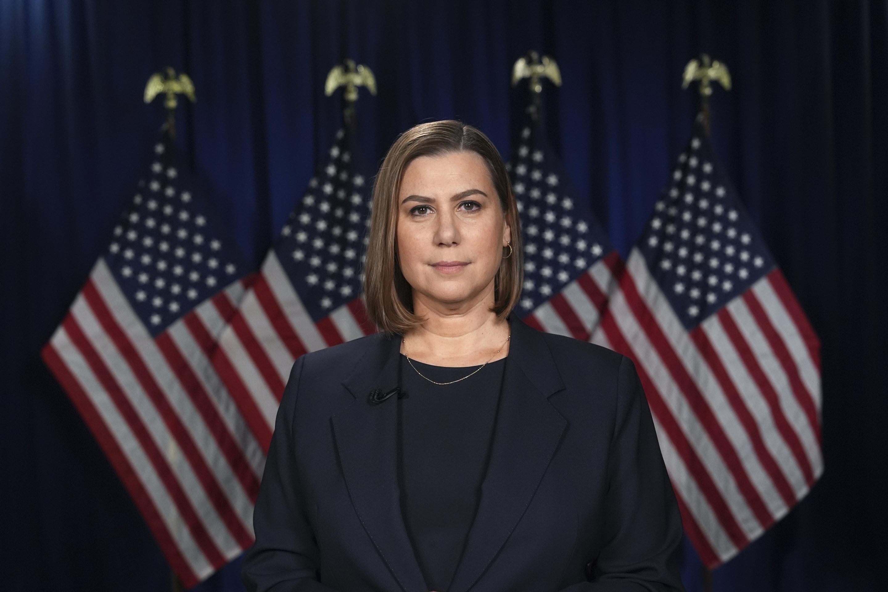 Sen. Elissa Slotkin, D-Mich., rehearses the Democratic response to President Donald Trump's address to a joint session of congress on March 4, 2025, in Wyandotte, Mich.