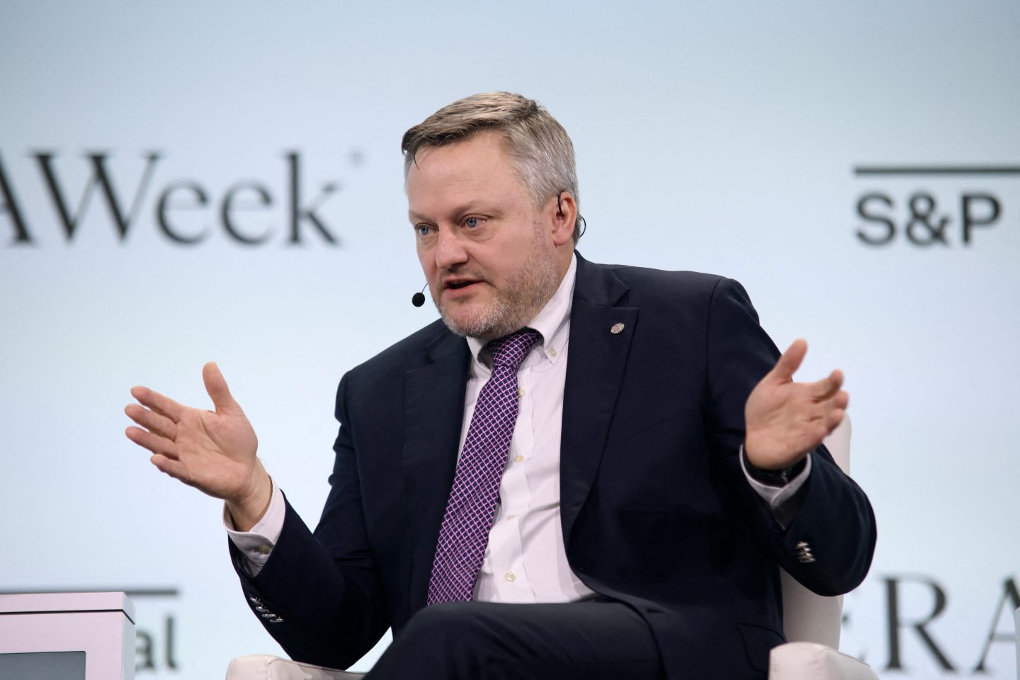 BP CEO Murray Auchincloss holds up his hands in disbelief