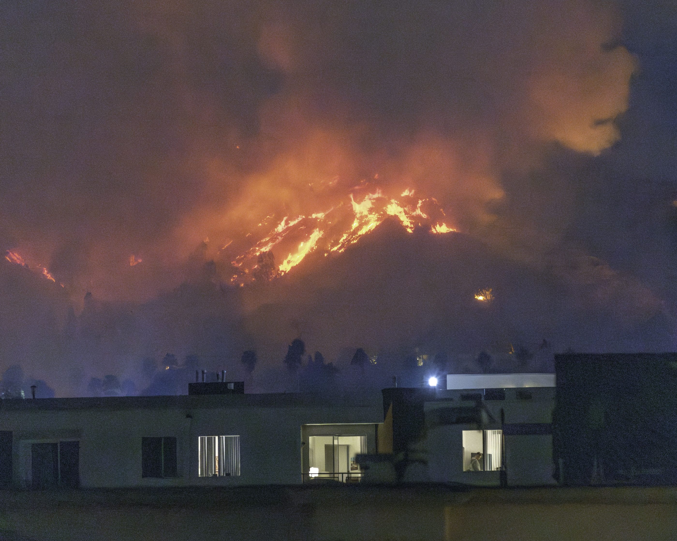 Wildfires near Sunset Boulevard in Los Angeles in January.