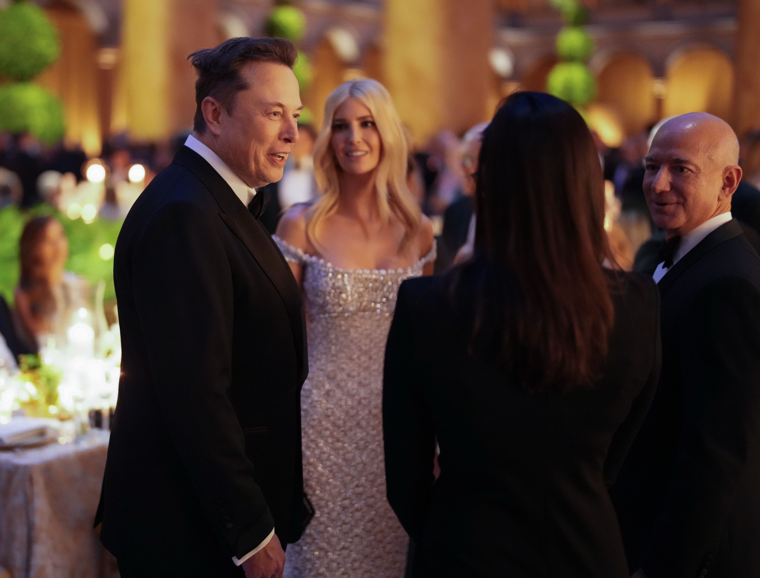 Elon Musk, Ivanka Trump, and Jeff Bezos at the National Building Museum on Jan. 19, 2025 in Washington, D.C.