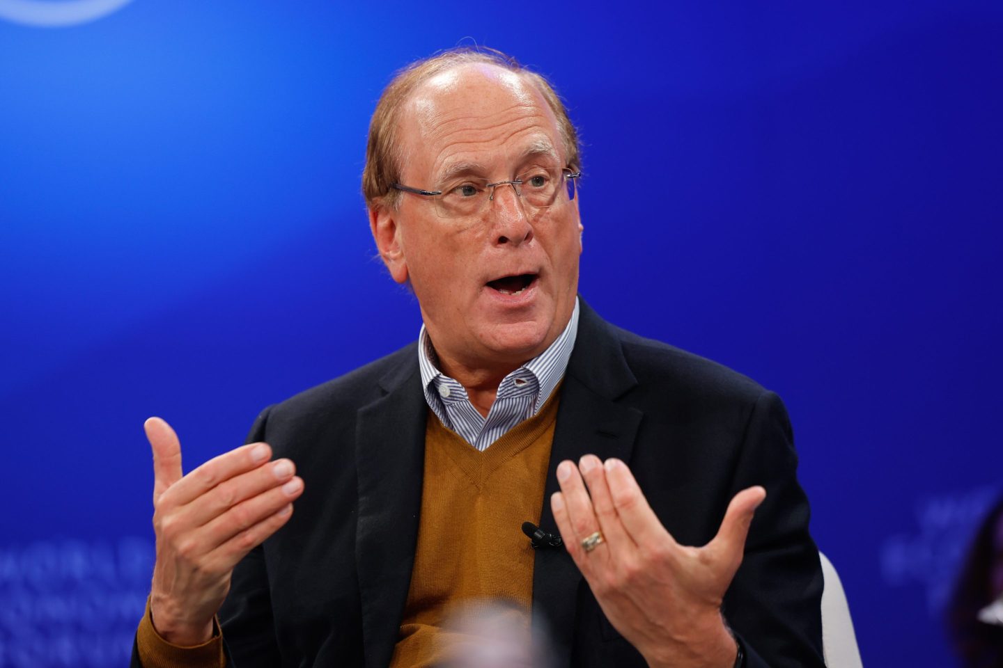 arry Fink, chief executive officer of BlackRock Inc., at the World Economic Forum (WEF) in Davos, Switzerland, on Thursday, Jan. 23, 2025.