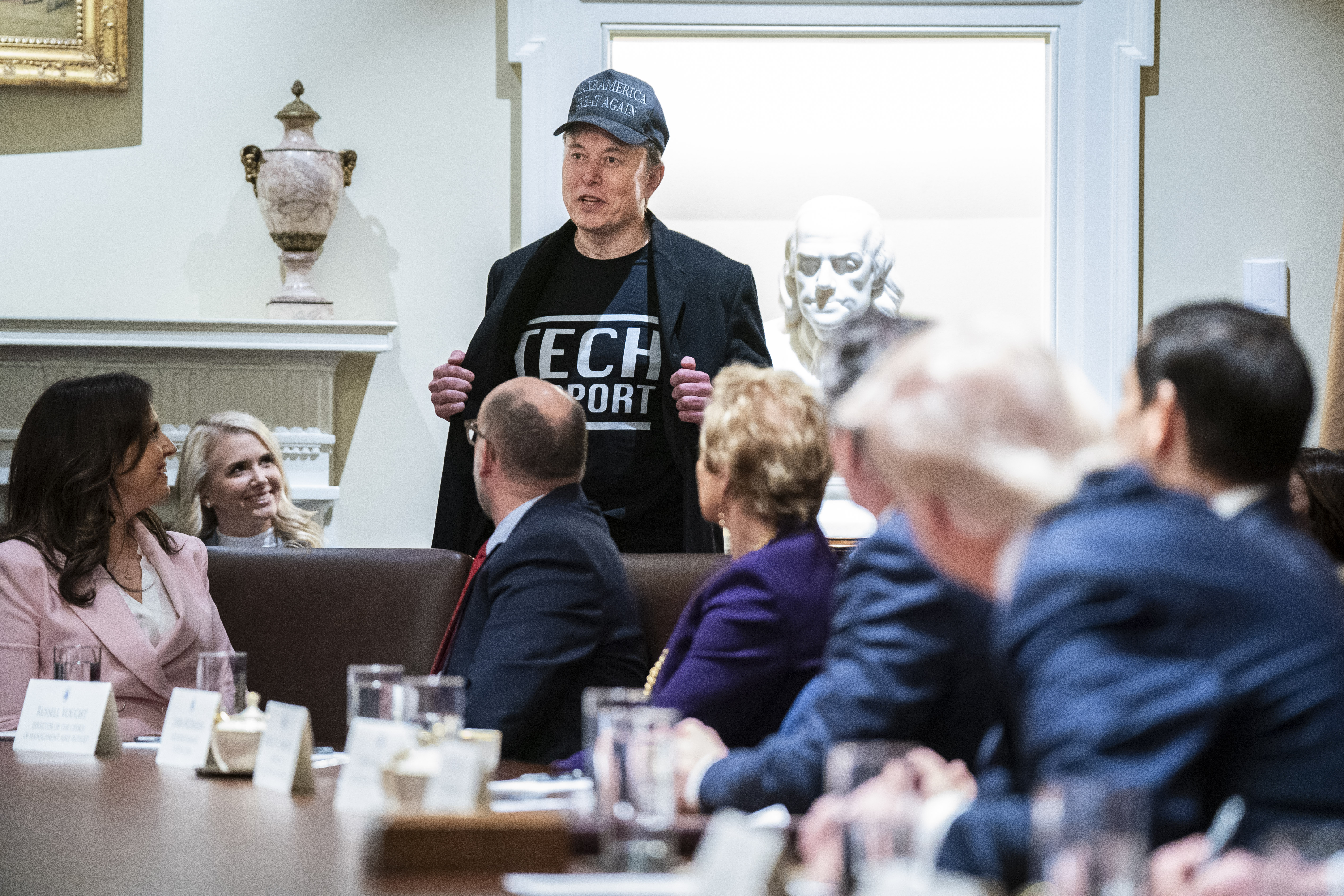 Photo of Elon Musk during a cabinet meeting