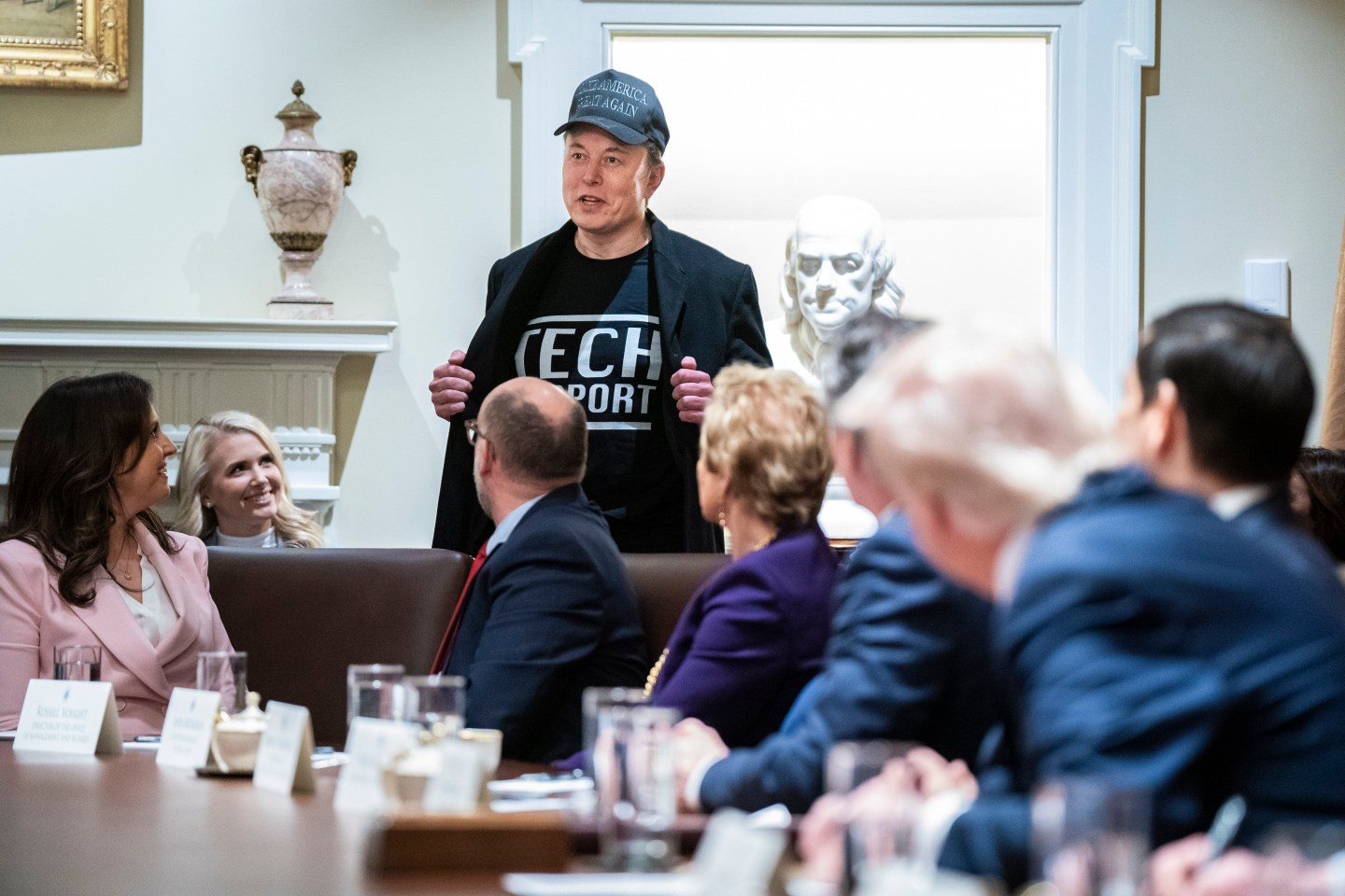 Photo of Elon Musk during a cabinet meeting