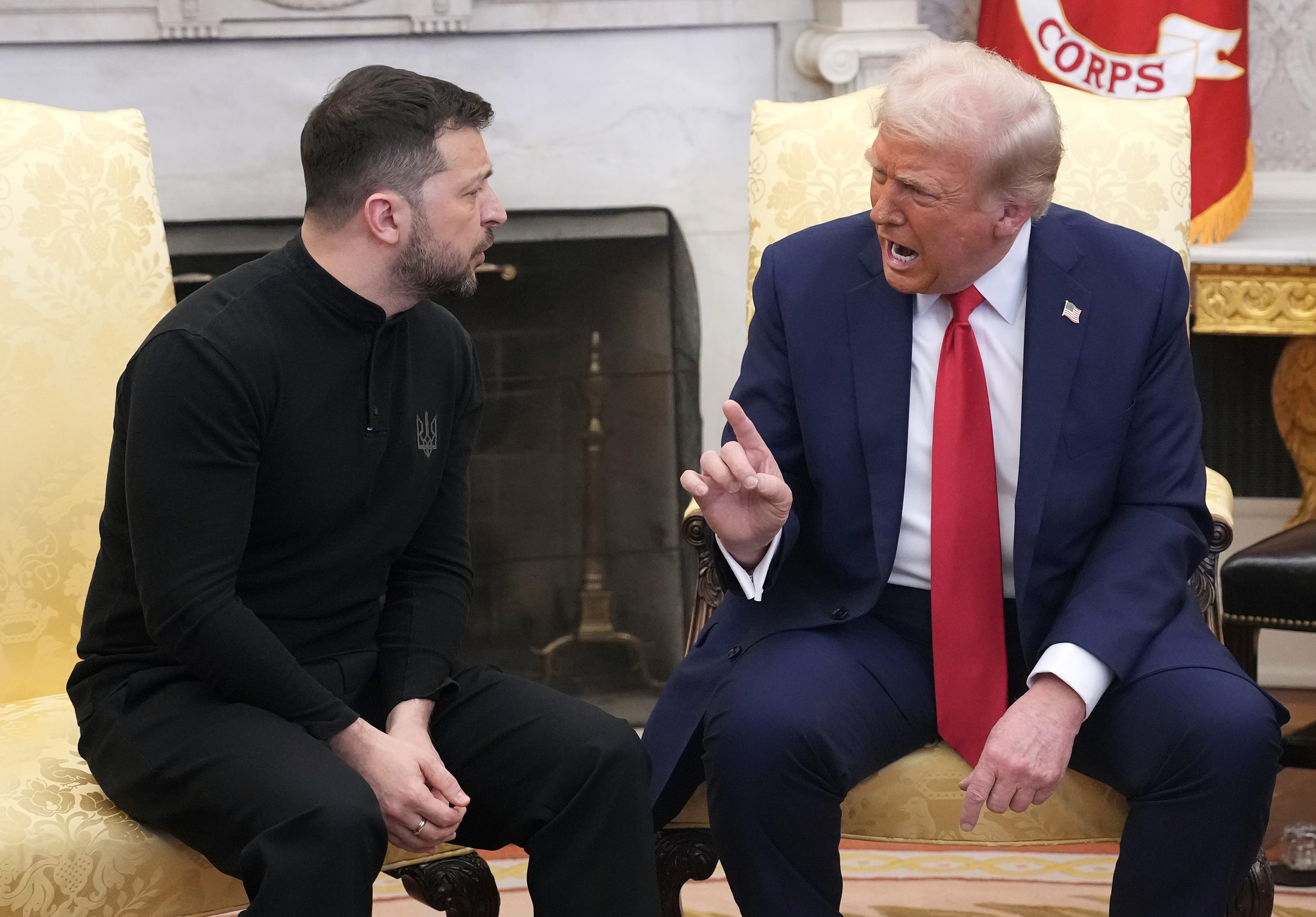 U.S. President Donald Trump and Ukrainian President Volodymyr Zelensky meet in the Oval Office at the White House last week.