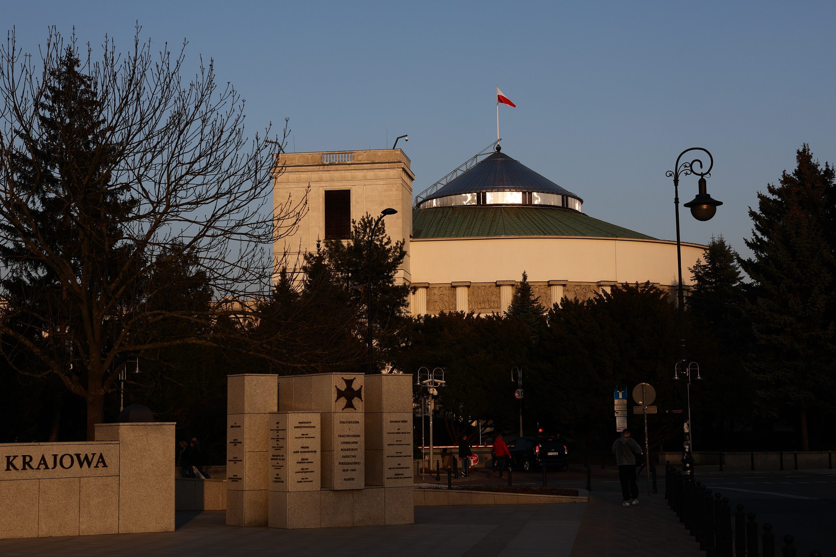 A view of the Sejm building in Warsaw, Poland on March 8, 2025.