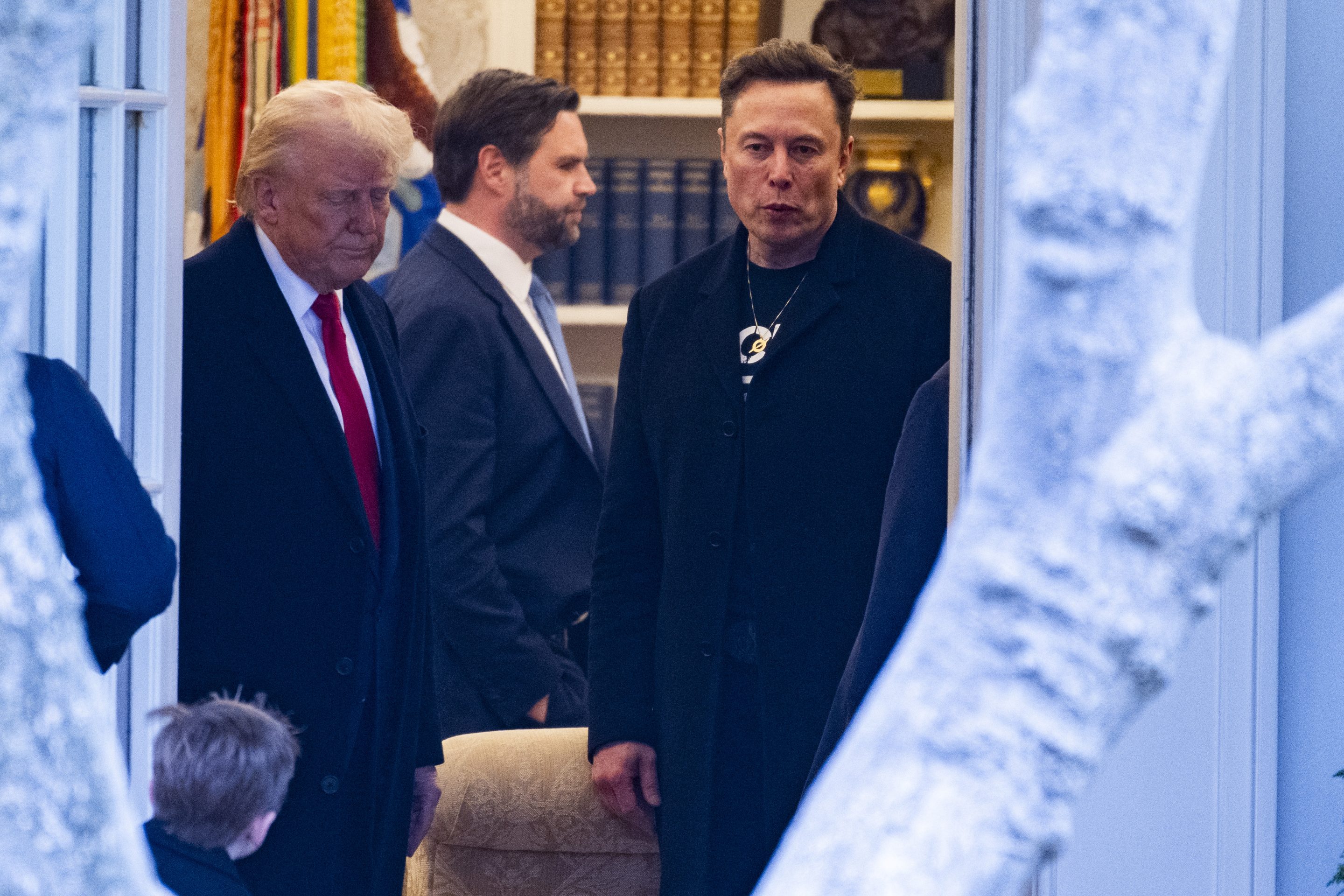 Elon Musk (right) with President Donald Trump.