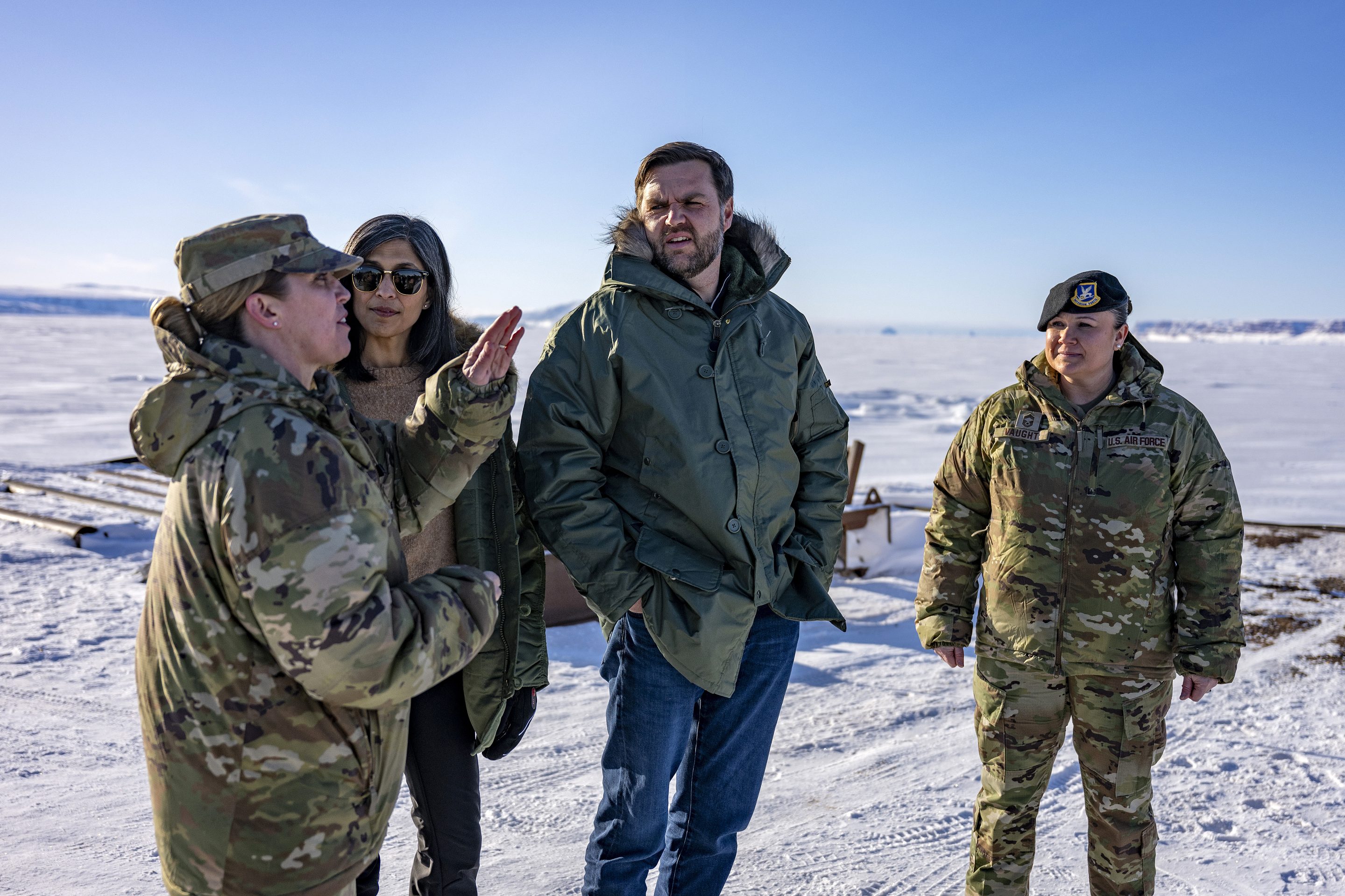 Vice President JD Vance and second lady Usha Vance tour the US military's Pituffik Space Base on Greenland on Saturday.