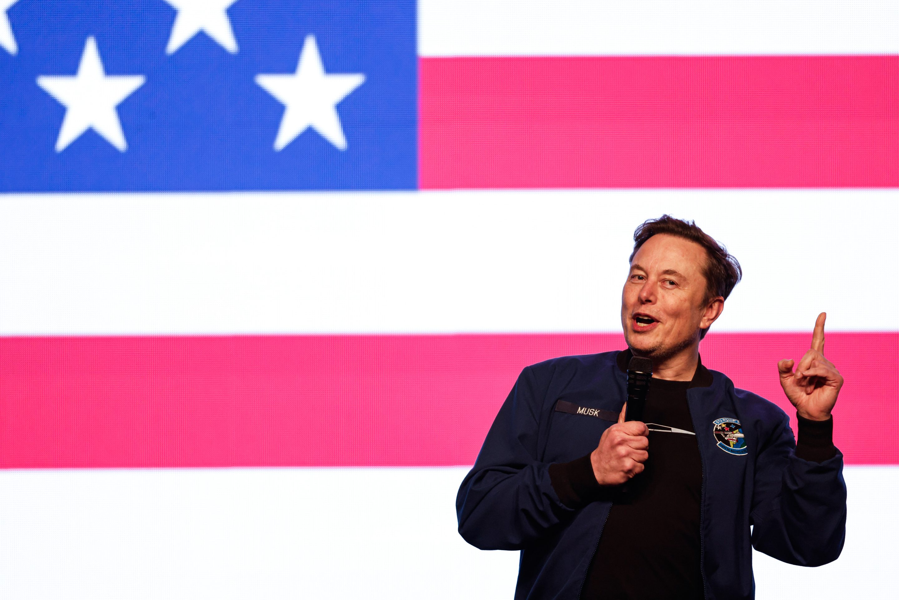 Elon Musk speaks at a town hall on March 30, 2025, in Green Bay, Wis.