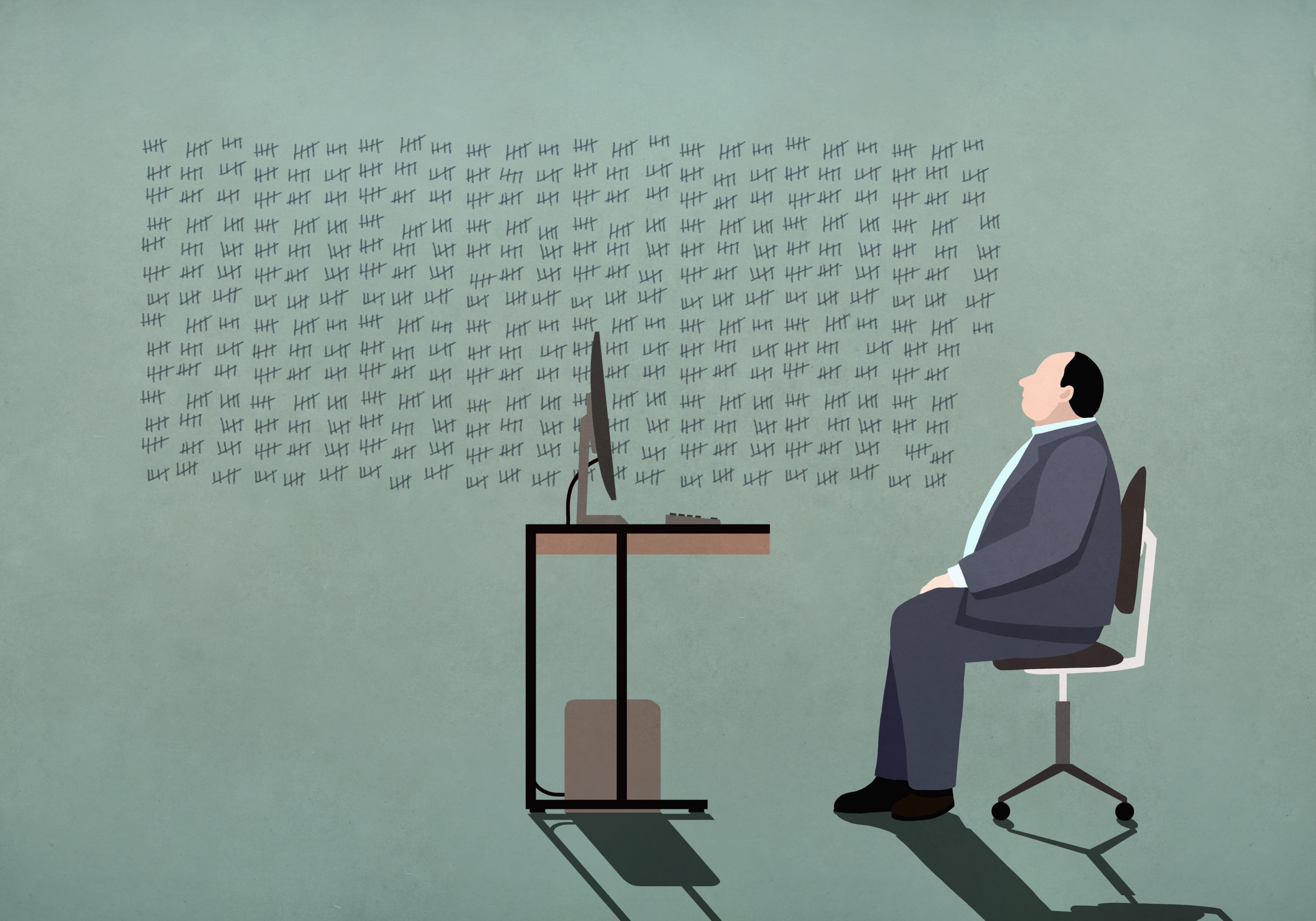 businessman at a computer