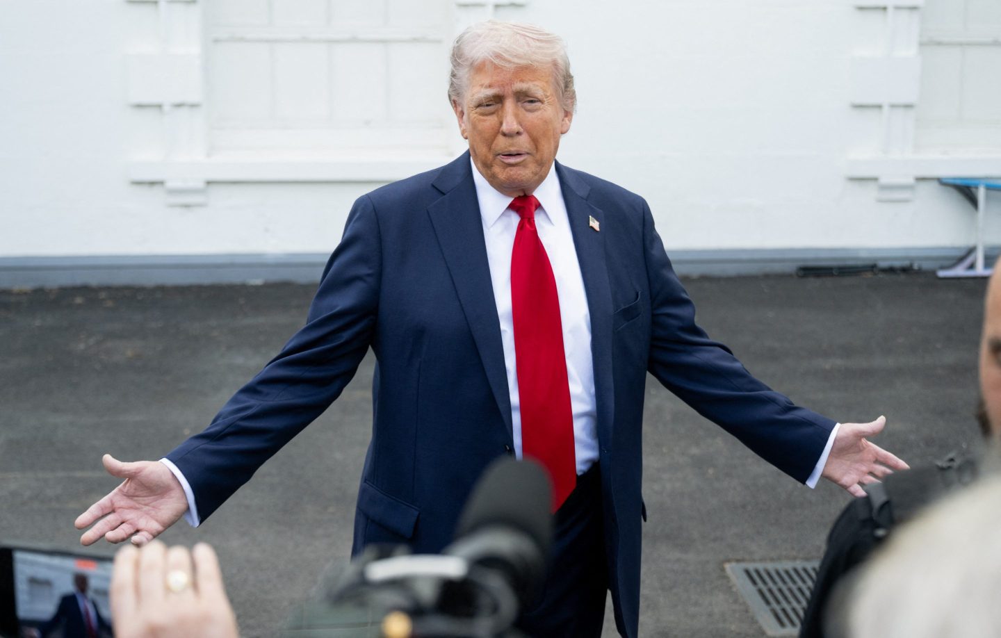 Trump talking to reporters