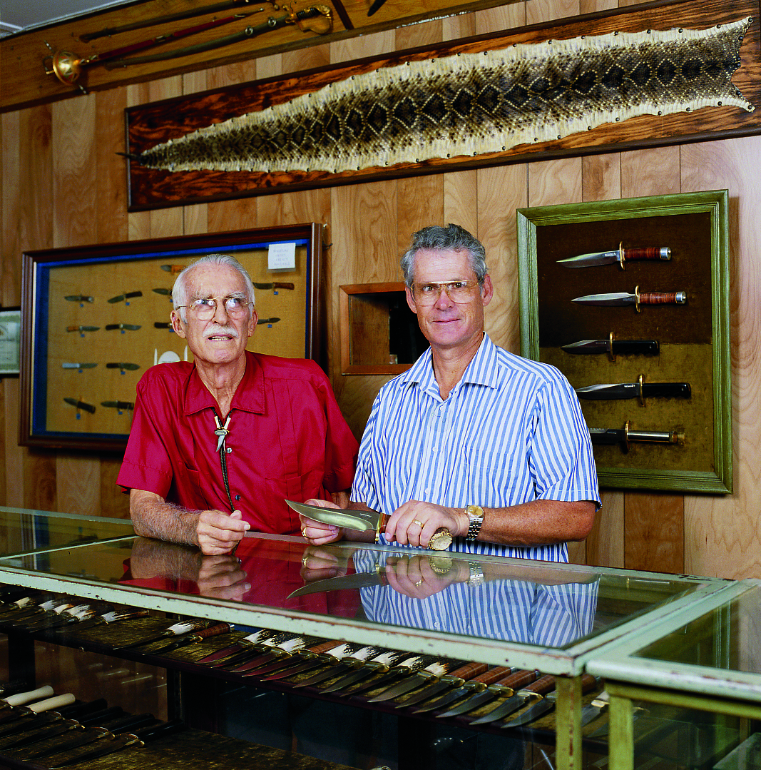 Randall Made Knives founder W.D. Randall and his son, Gary Randall.