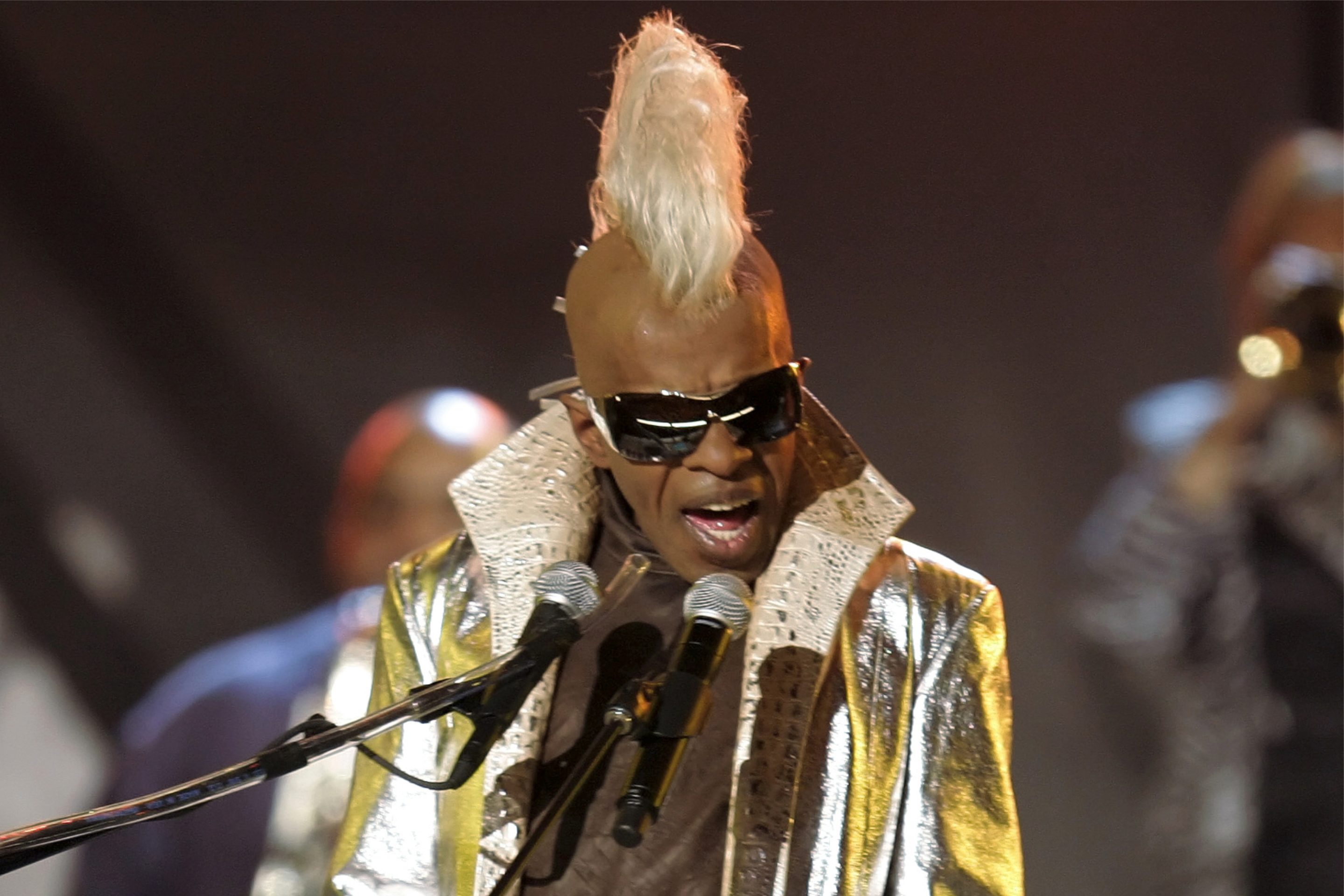 Sly Stone from the group Sly and the Family Stone performs at the 48th Annual Grammy Awards on Feb. 8, 2006, in Los Angeles.