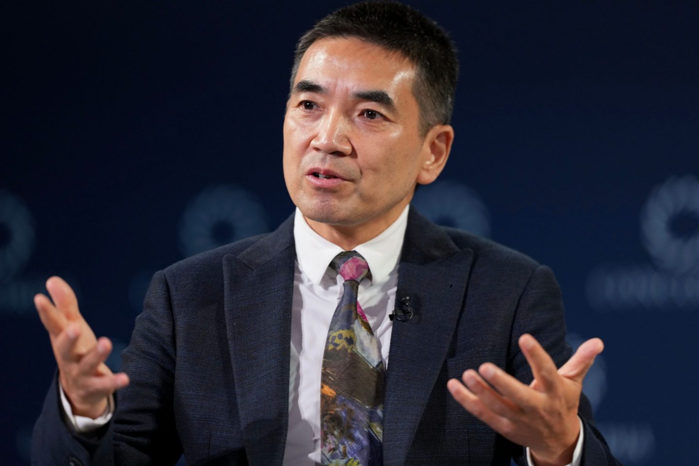 Zoom CEO Eric Yuan gestures