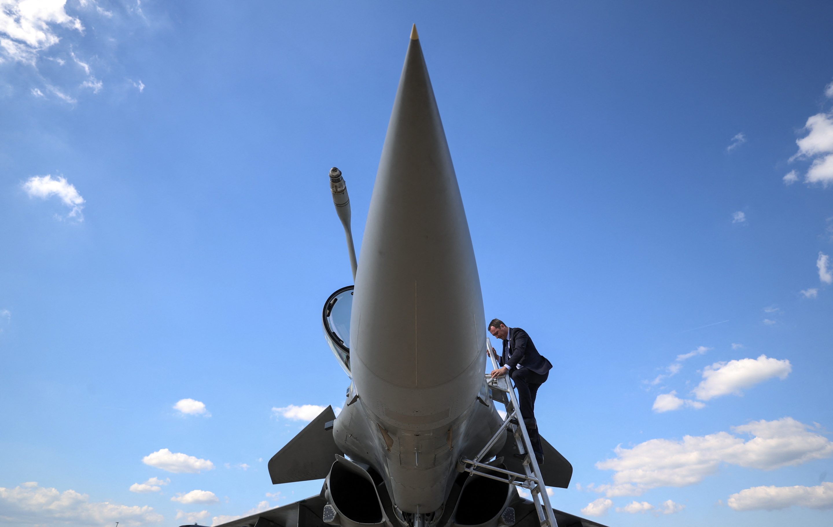 A French Air and Space Force Dassault Rafale fighter aircraft at a Croatian air base in April.