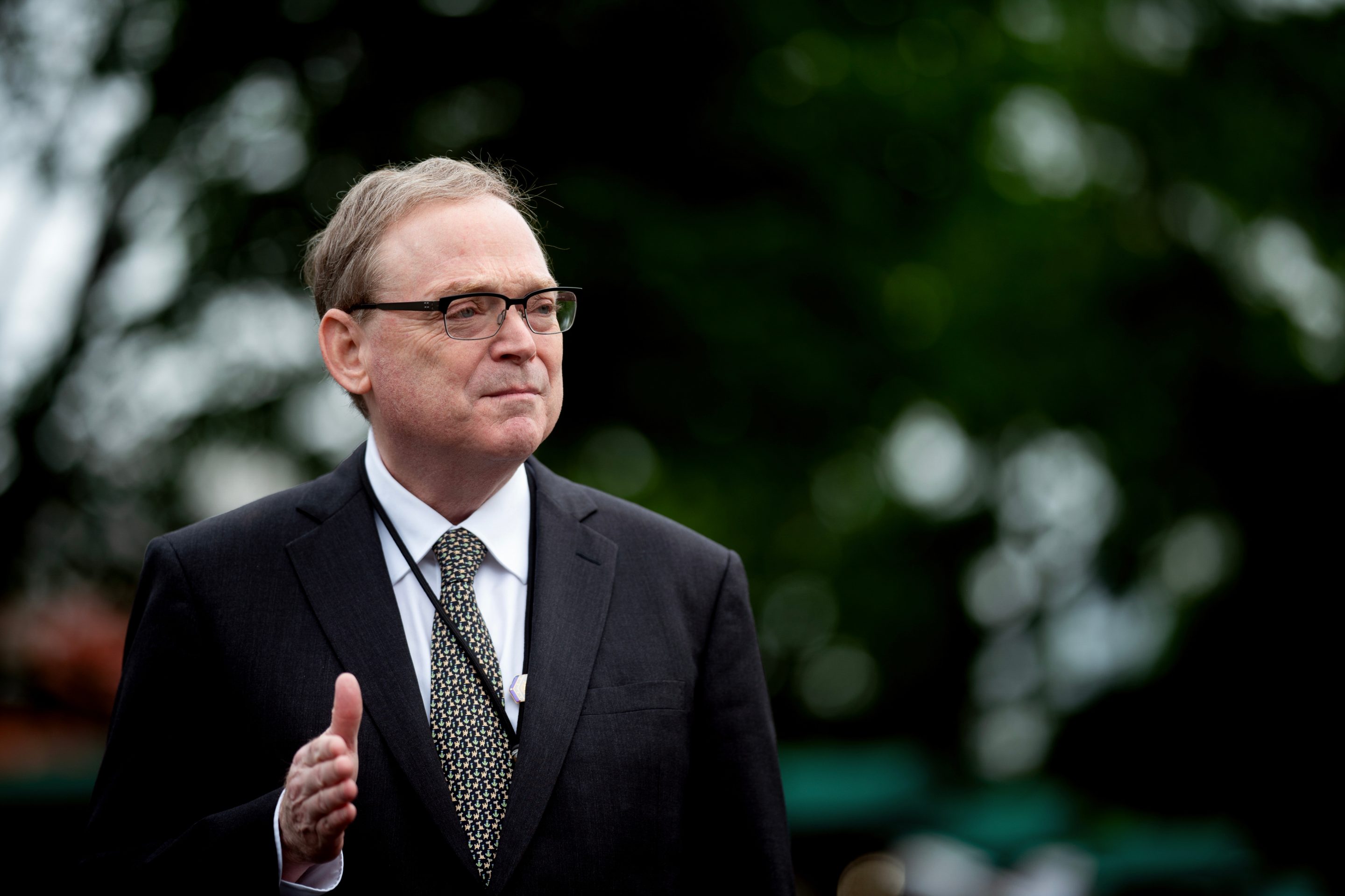 Kevin Hassett, director of the National Economic Council, outside the White House on May 27.