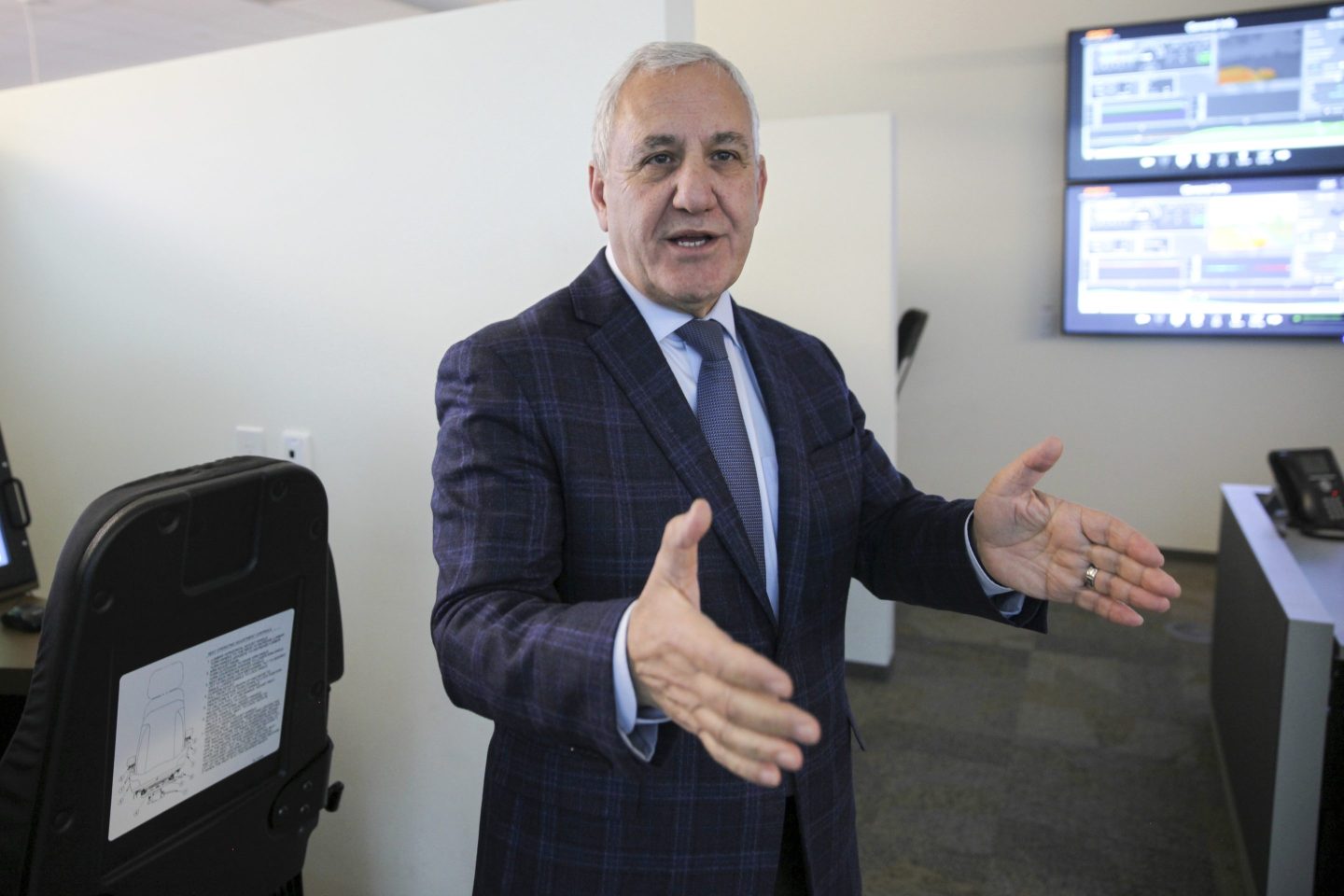 Union Pacific CEO Jim Vena gestures