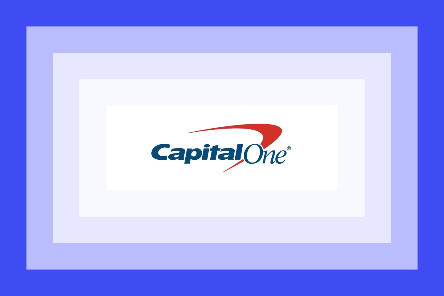 The Capital One logo on a purple layered background.