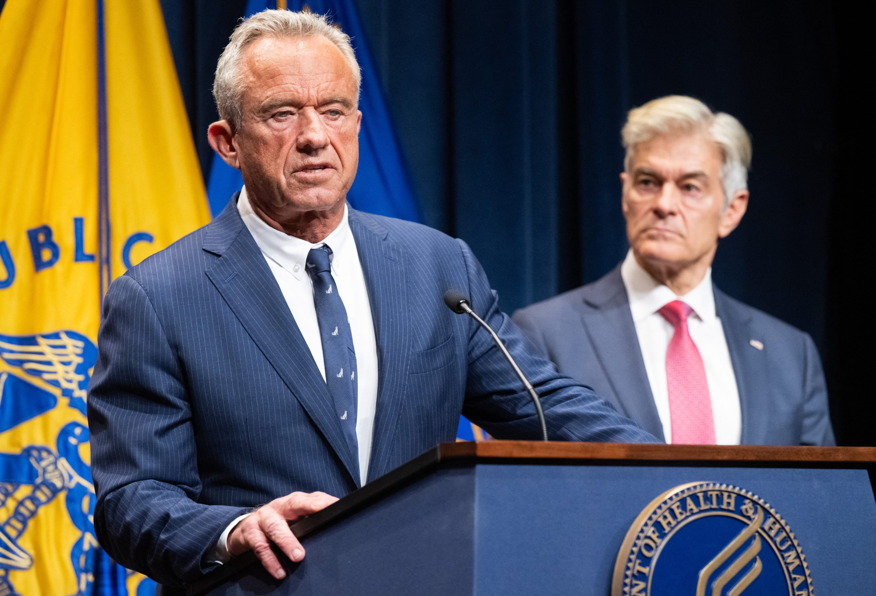 Secretary of Health and Human Services Robert F. Kennedy Jr. with Medicare and Medicaid Administrator Mehmet Oz during a news conference on June 23.