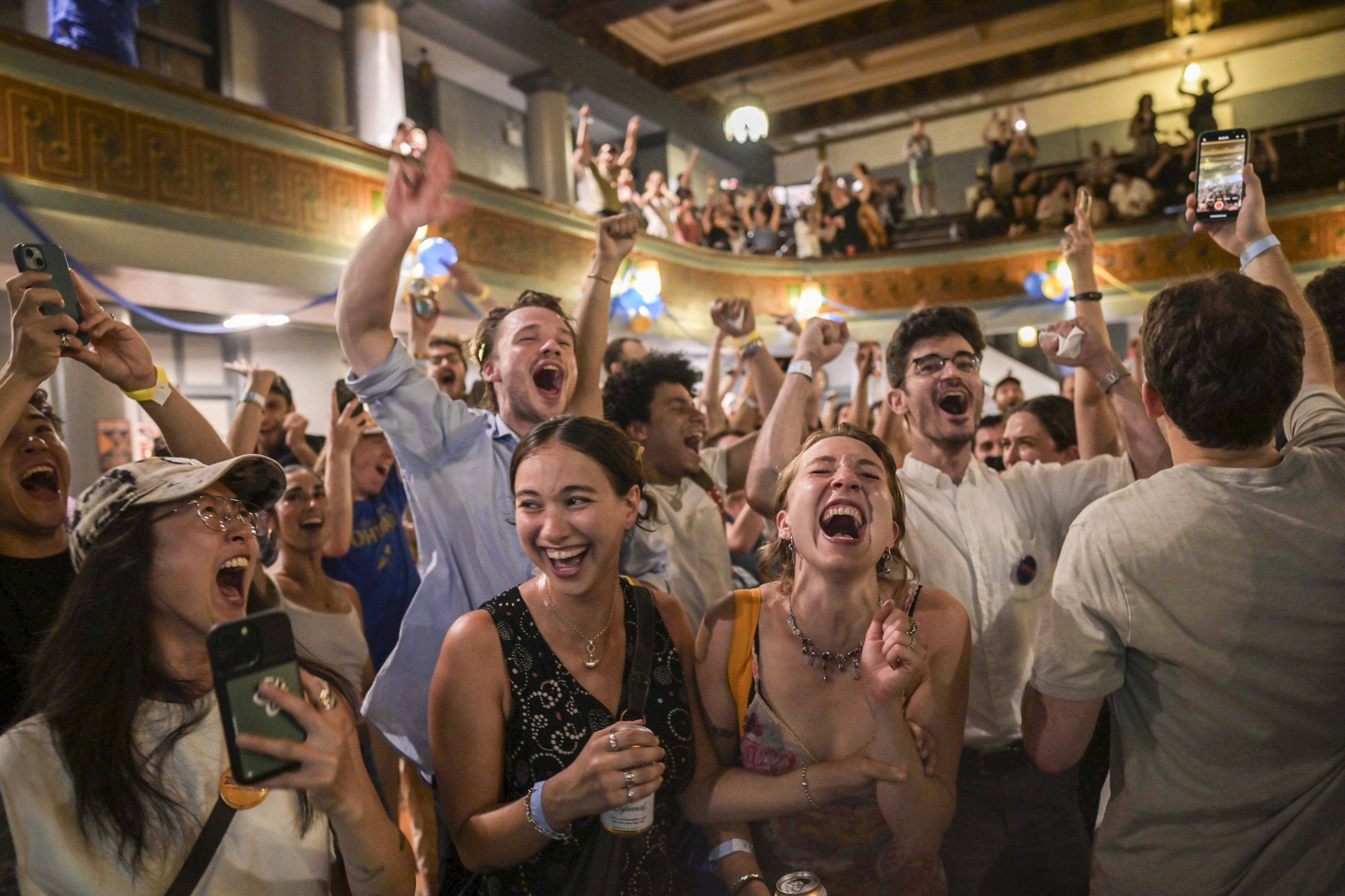 A primary night Democratic Socialists of America watch party in Brooklyn.