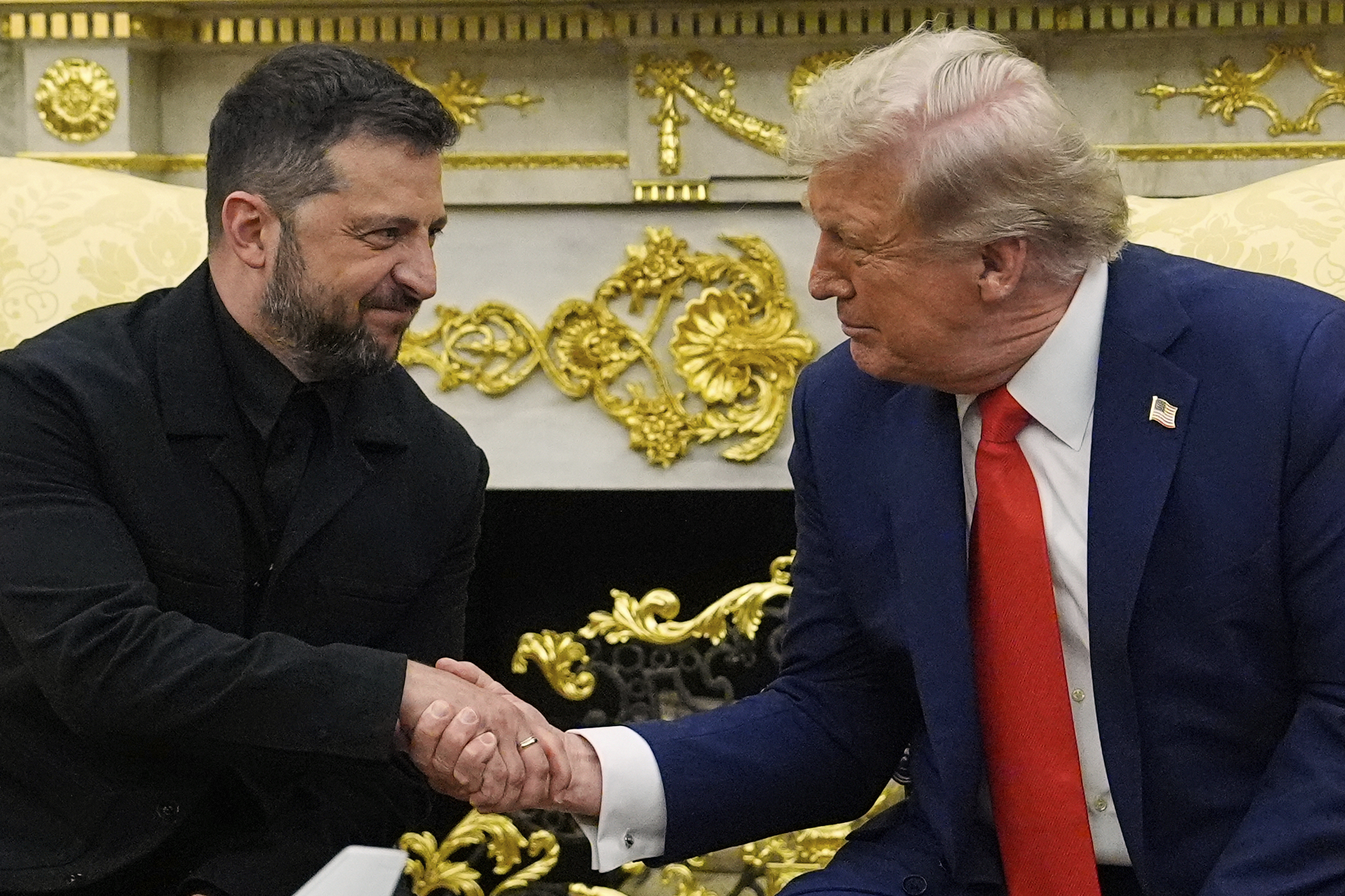 President Donald Trump and Ukrainian President Volodymyr Zelenskyy in the Oval Office at the White House on Monday.