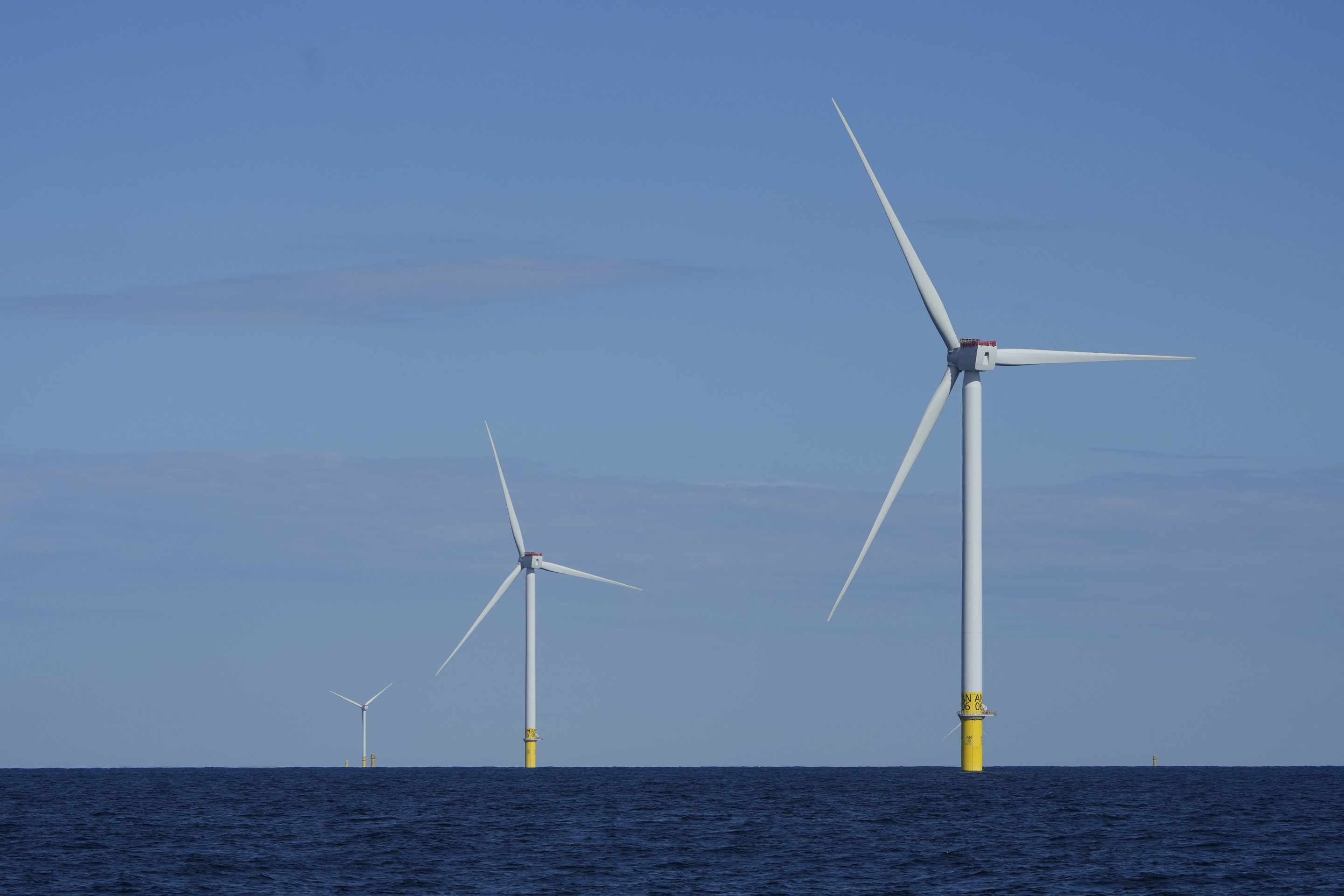Wind turbines of South Fork Wind are seen off the coast of Block Island, R.I., Oct. 9, 2024.