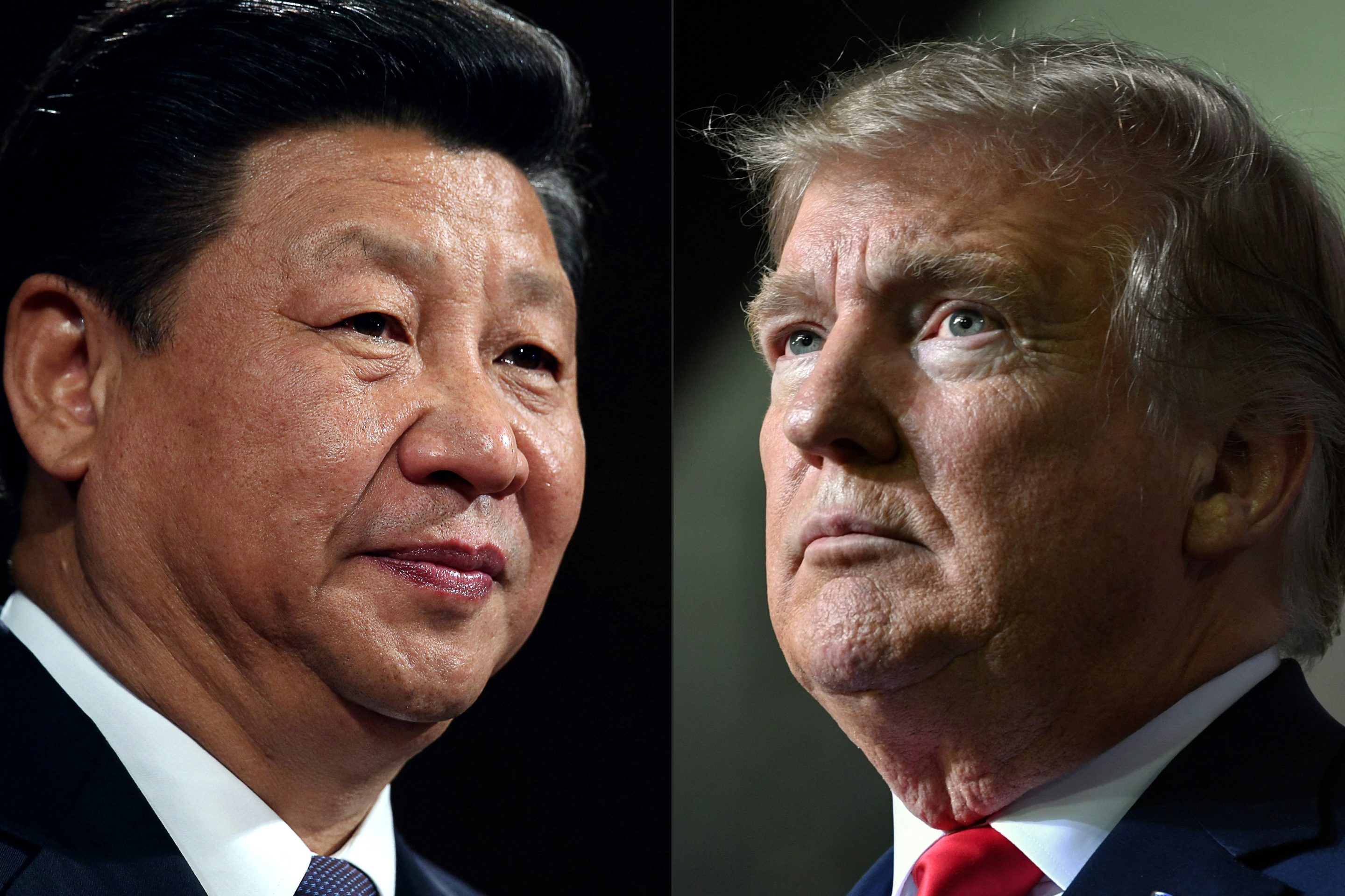 This combination of pictures created on May 14, 2020 shows recent portraits of China's President Xi Jinping (L) and US President Donald Trump