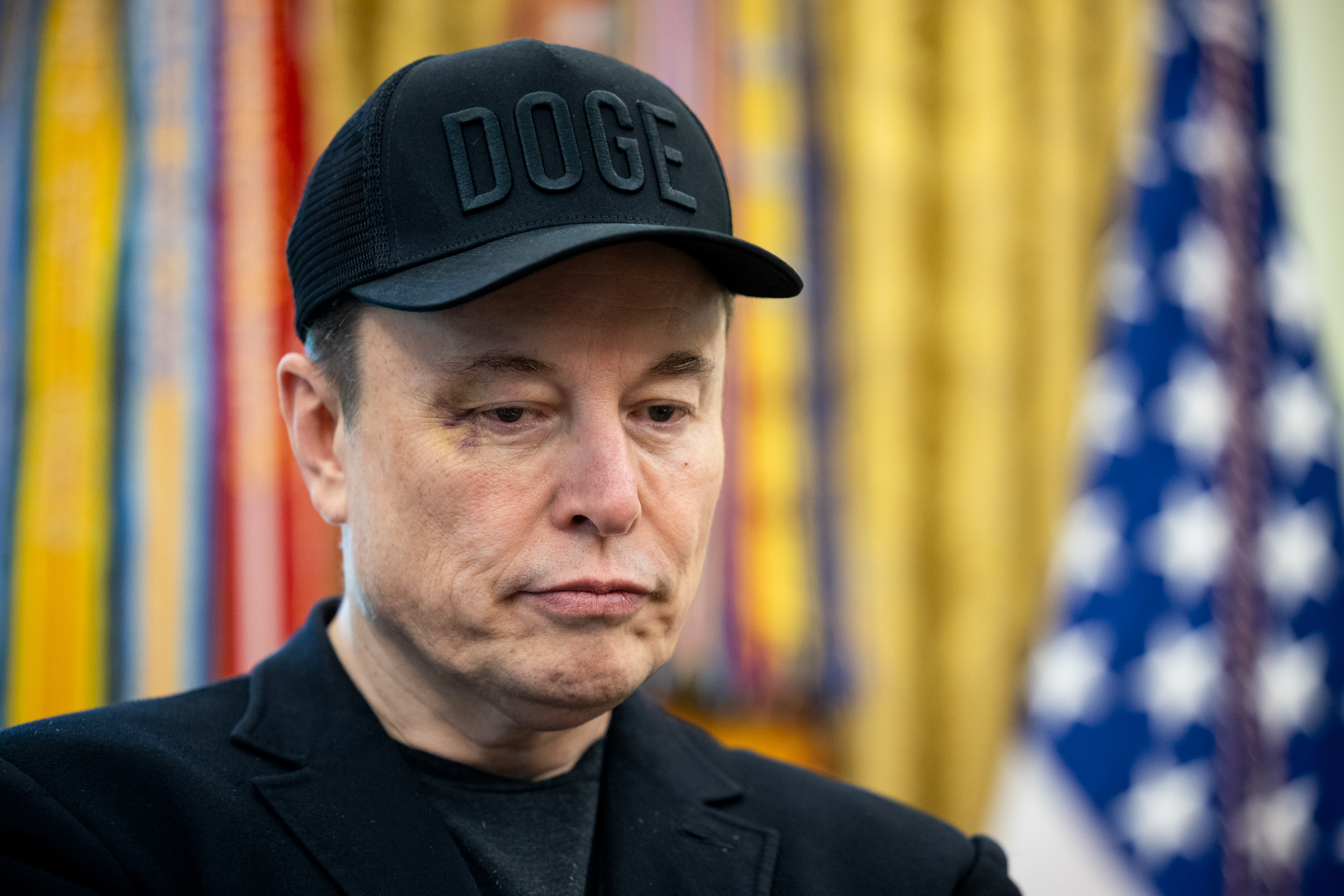Photo: Elon Musk, chief executive officer of Tesla Inc., during a news conference in the Oval Office of the White House in Washington, DC, US, on Friday, May 30, 2025. The event gives an opportunity for the president and his largest campaign benefactor to dispel any notion of an acrimonious divorce. Photographer: Francis Chung/Politico/Bloomberg via Getty Images
