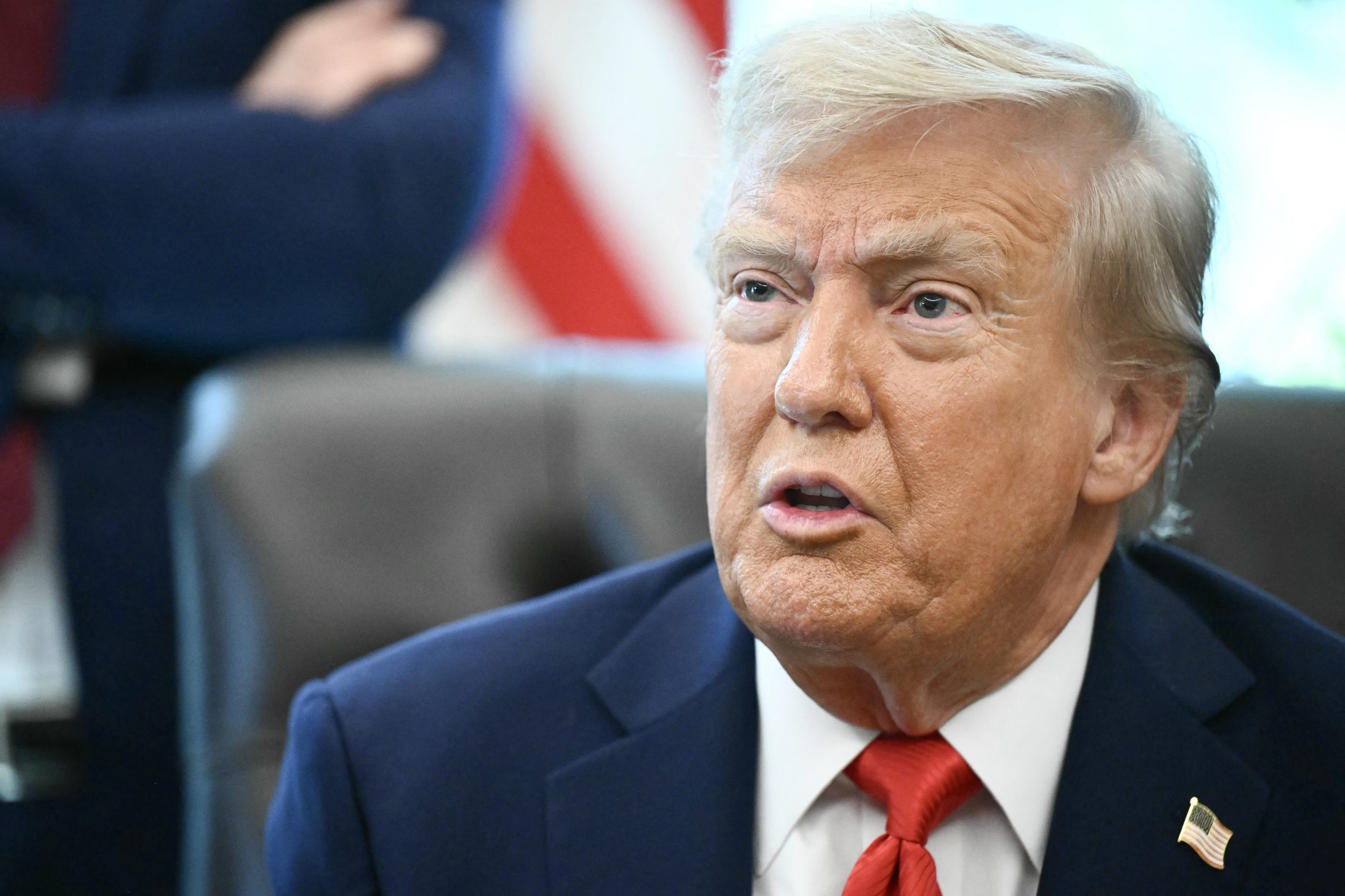 US President Donald Trump speaks to the press in the Oval Office of the White House in Washington, DC on August 25, 2025.