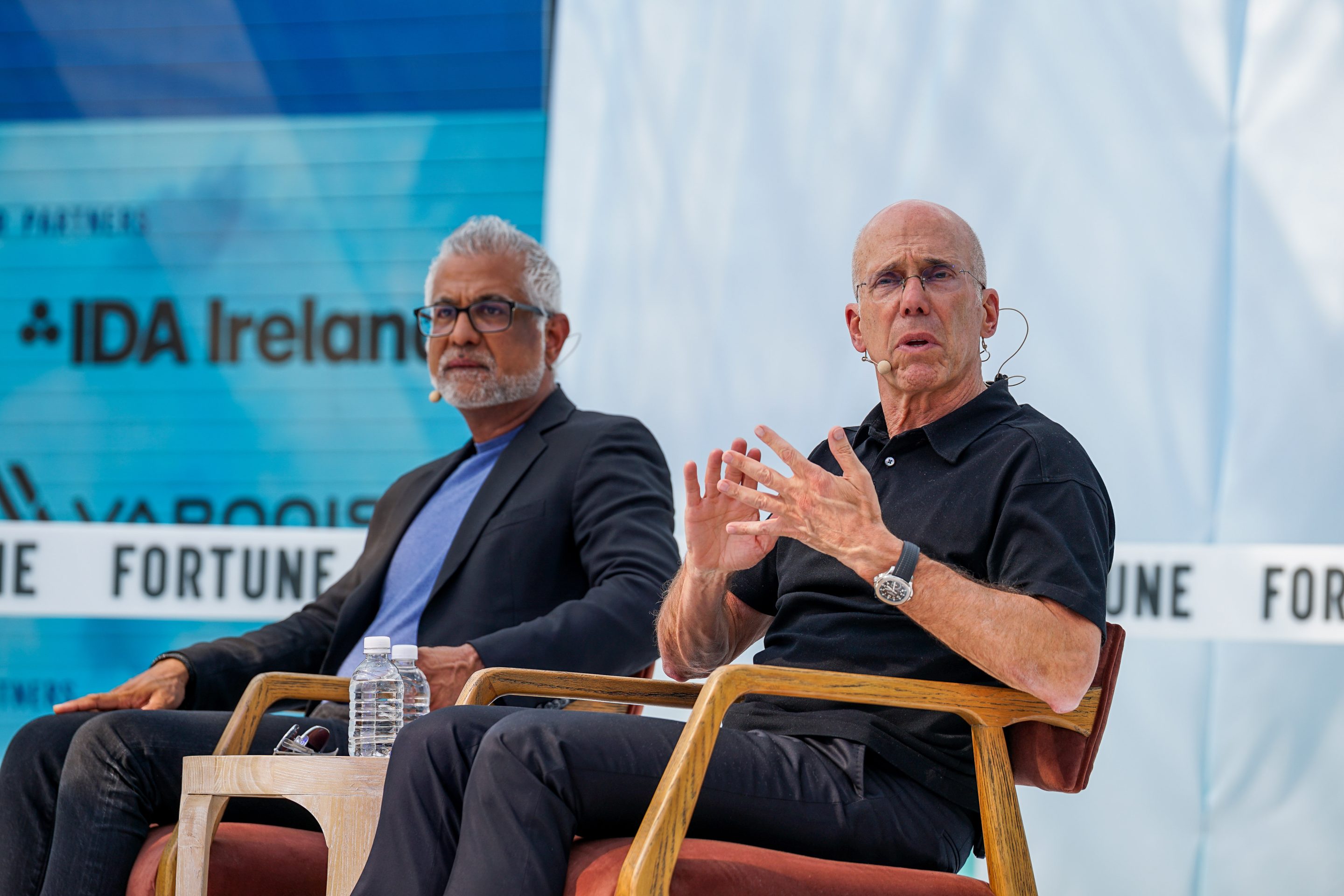 Aura CEO Hari Ravichandran (left) and board member Jeffrey Katzenberg