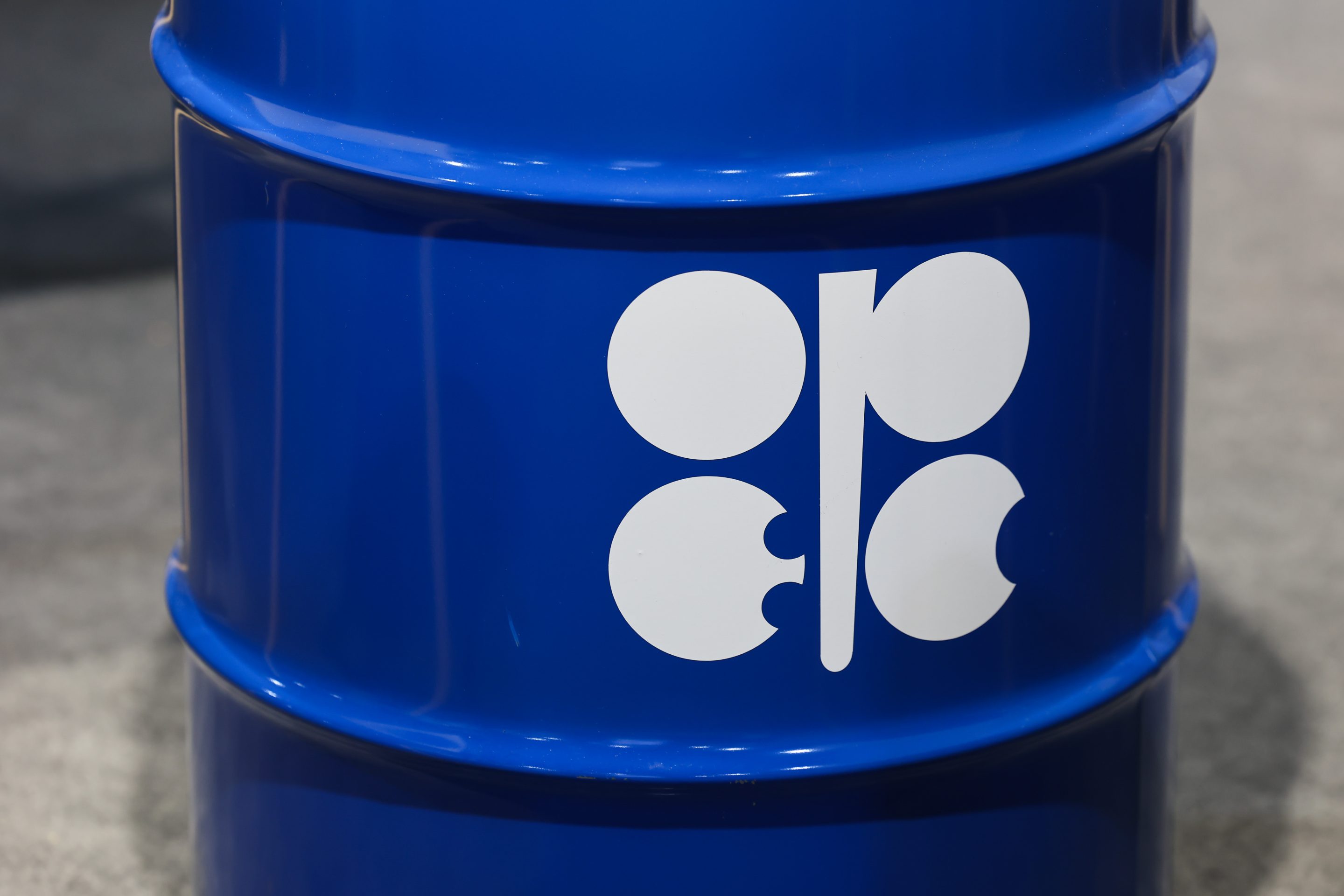 An oil drum with featuring the logo of the Organization of the Petroleum Exporting Countries at the COP29 climate conference in Baku, Azerbaijan, on Nov. 13, 2024.