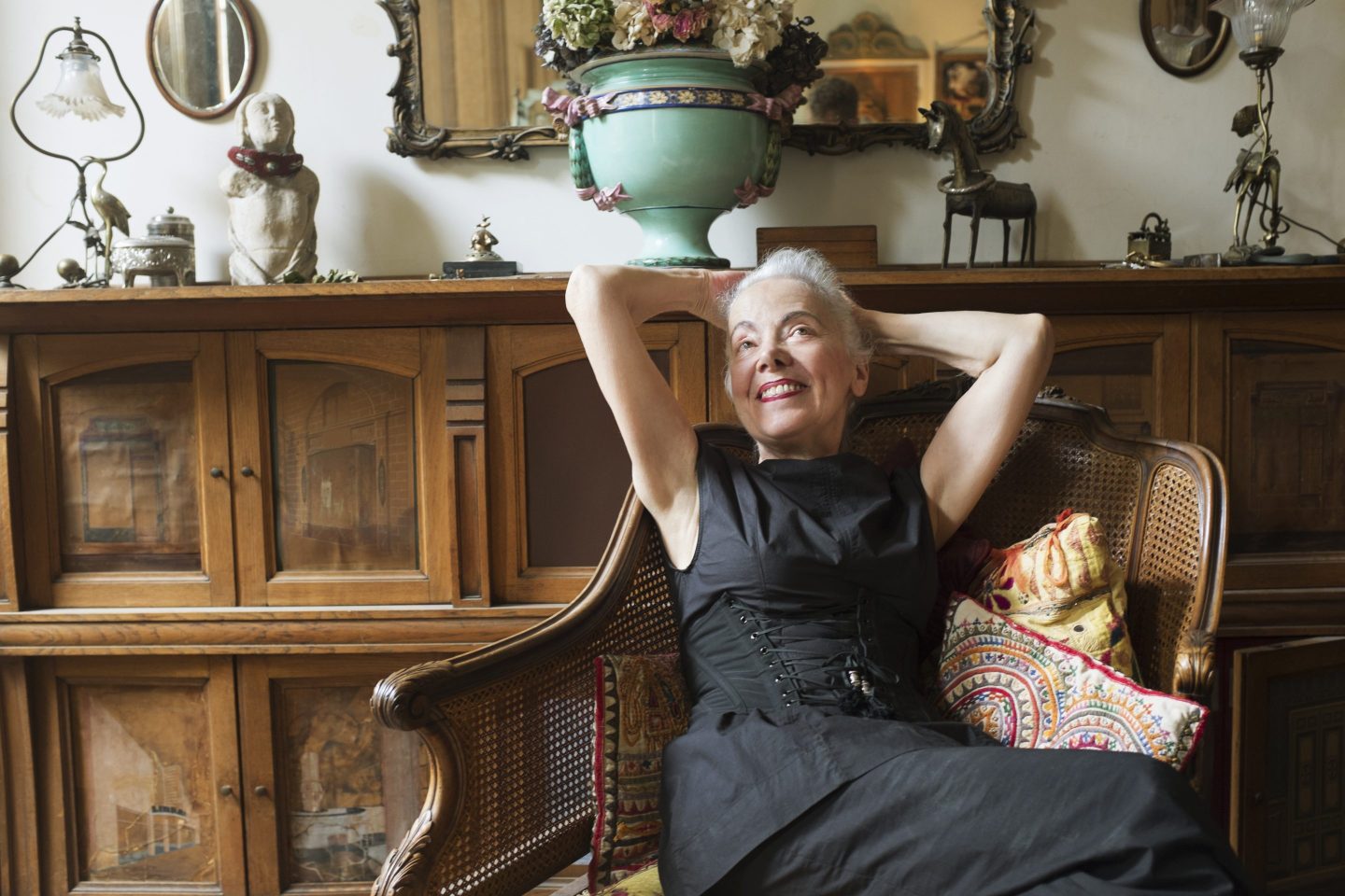 Rich French retiree relaxing at home